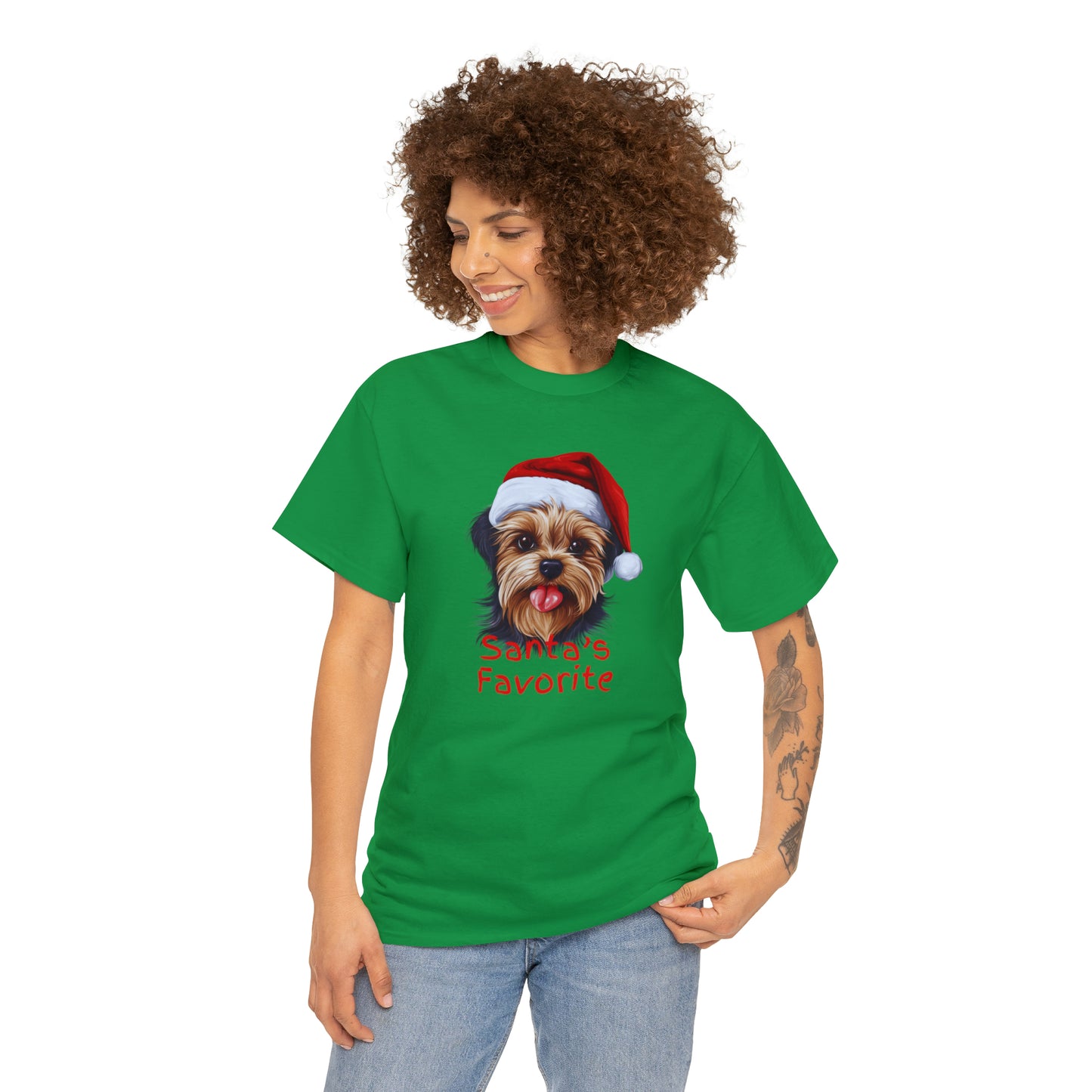 Santa's Favorite Yorkie Unisex Heavy Cotton Tee