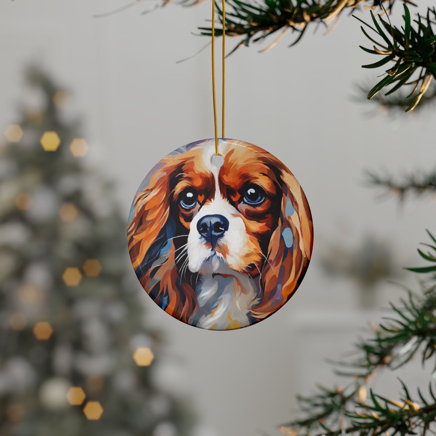 Cavalier King Charles 3" Ceramic Ornaments, 2-Side Print, (1pc, 10pcs)