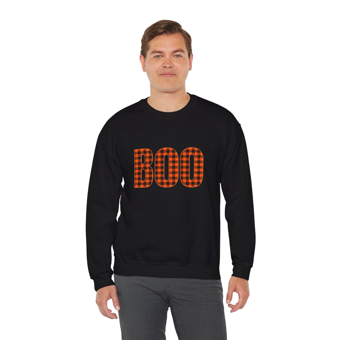 Halloween Plaid BOO Unisex Heavy Blend™ Crewneck Sweatshirt