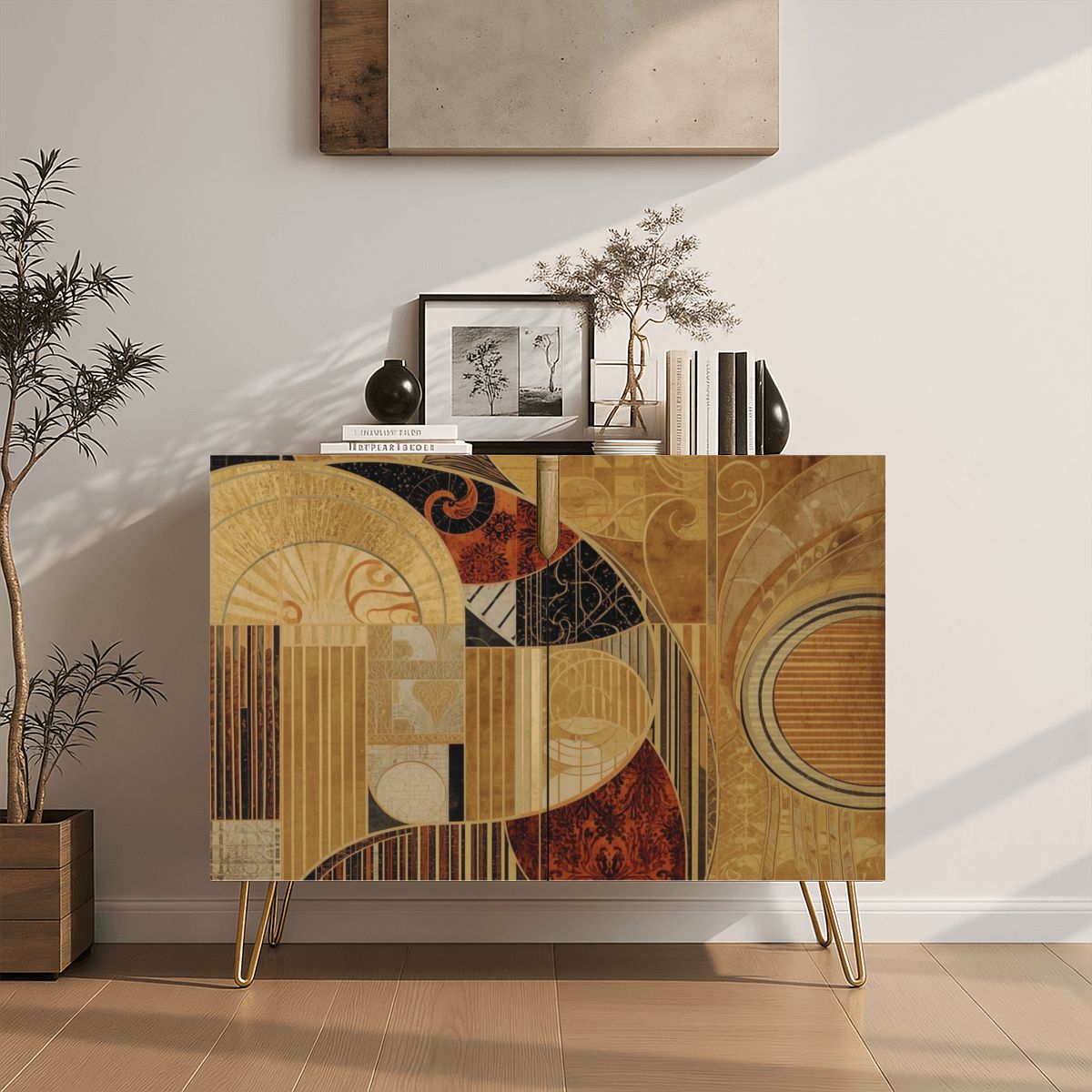 Modern Abstract Wooden Storage Cabinet (Made in USA)