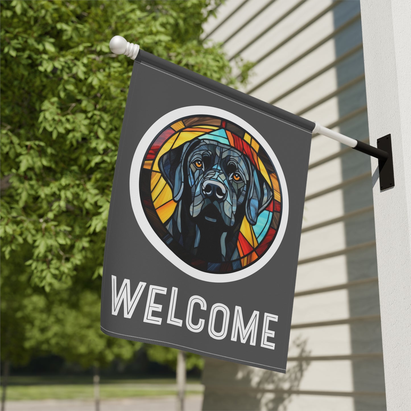 Black Labrador Welcome 2-Sided Garden & House Flag/Banner