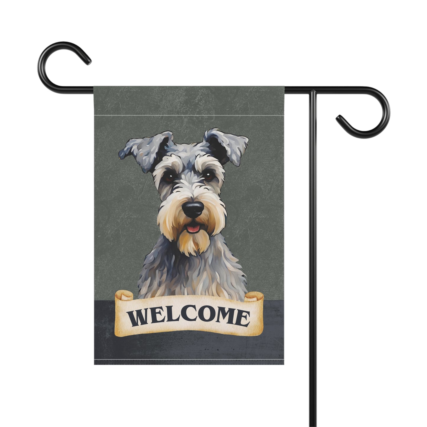 Miniature Schnauzer Welcome 2-Sided Garden & House Flag/Banner