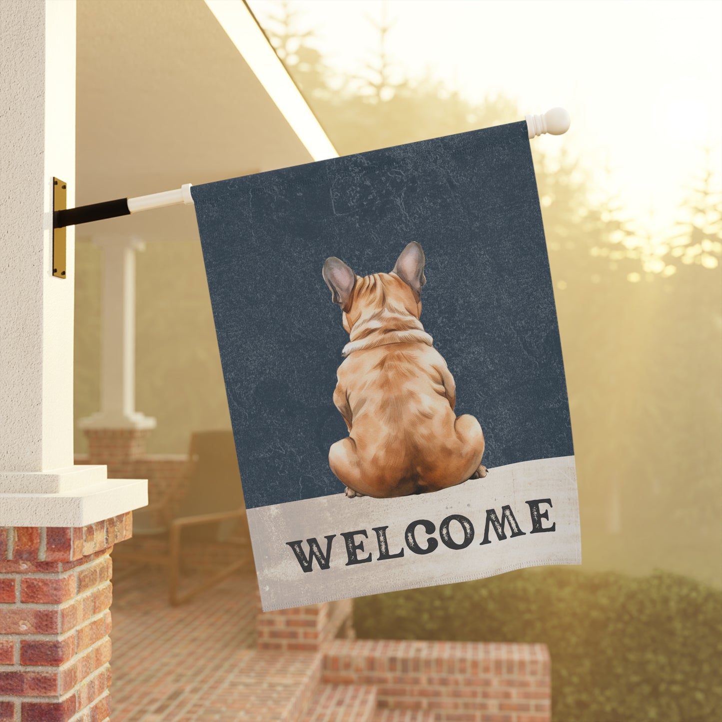 French Bulldog Welcome 2-Sided Garden & House Flag/Banner
