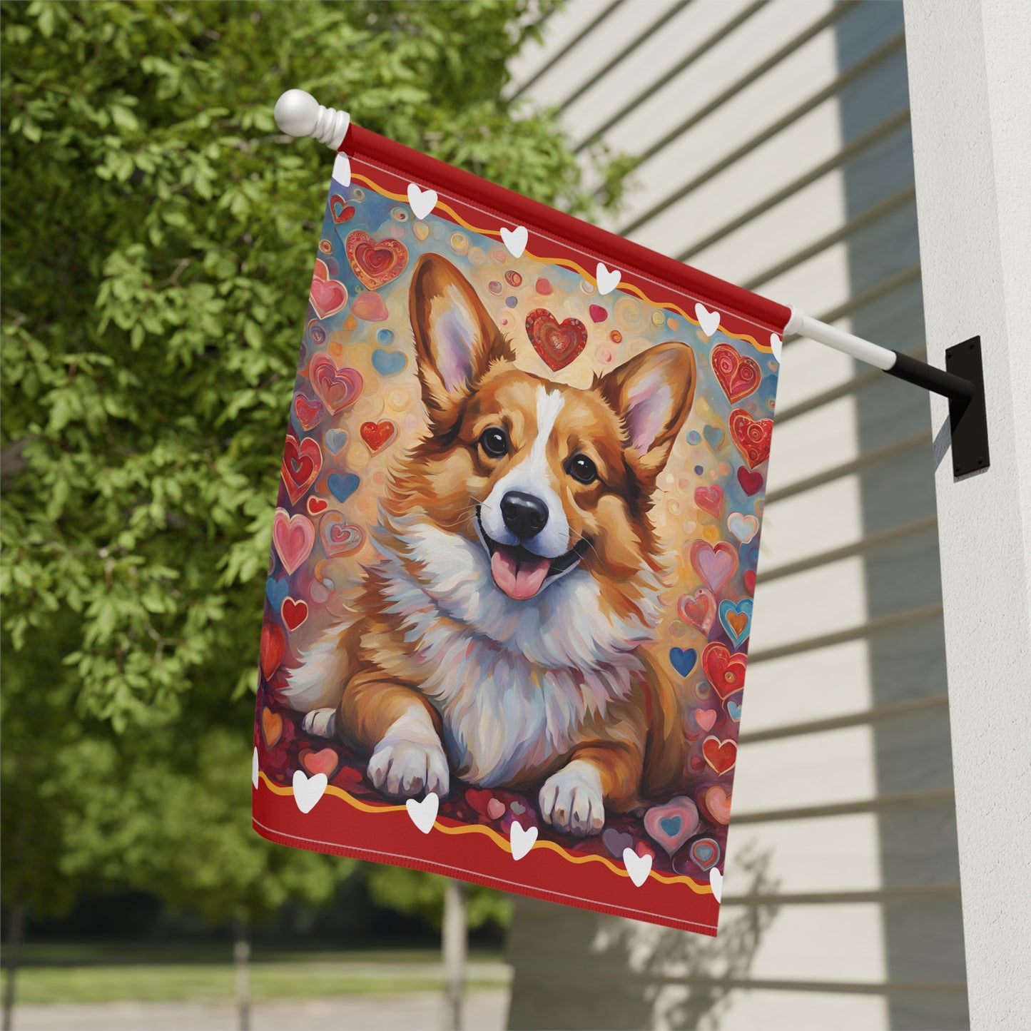 Corgi Valentine 2-Sided Garden & House Flag/Banner