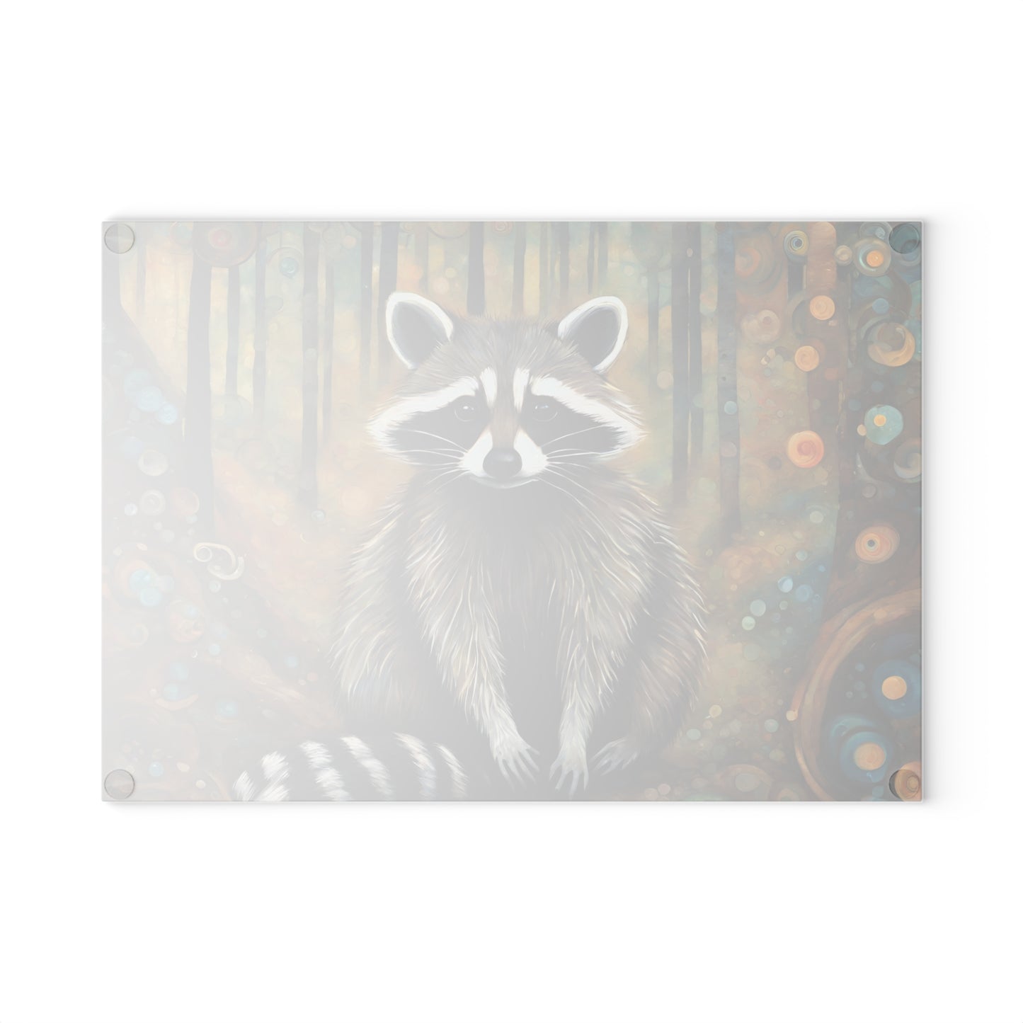 Mountain Forest Raccoon Tempered Glass Cutting Board