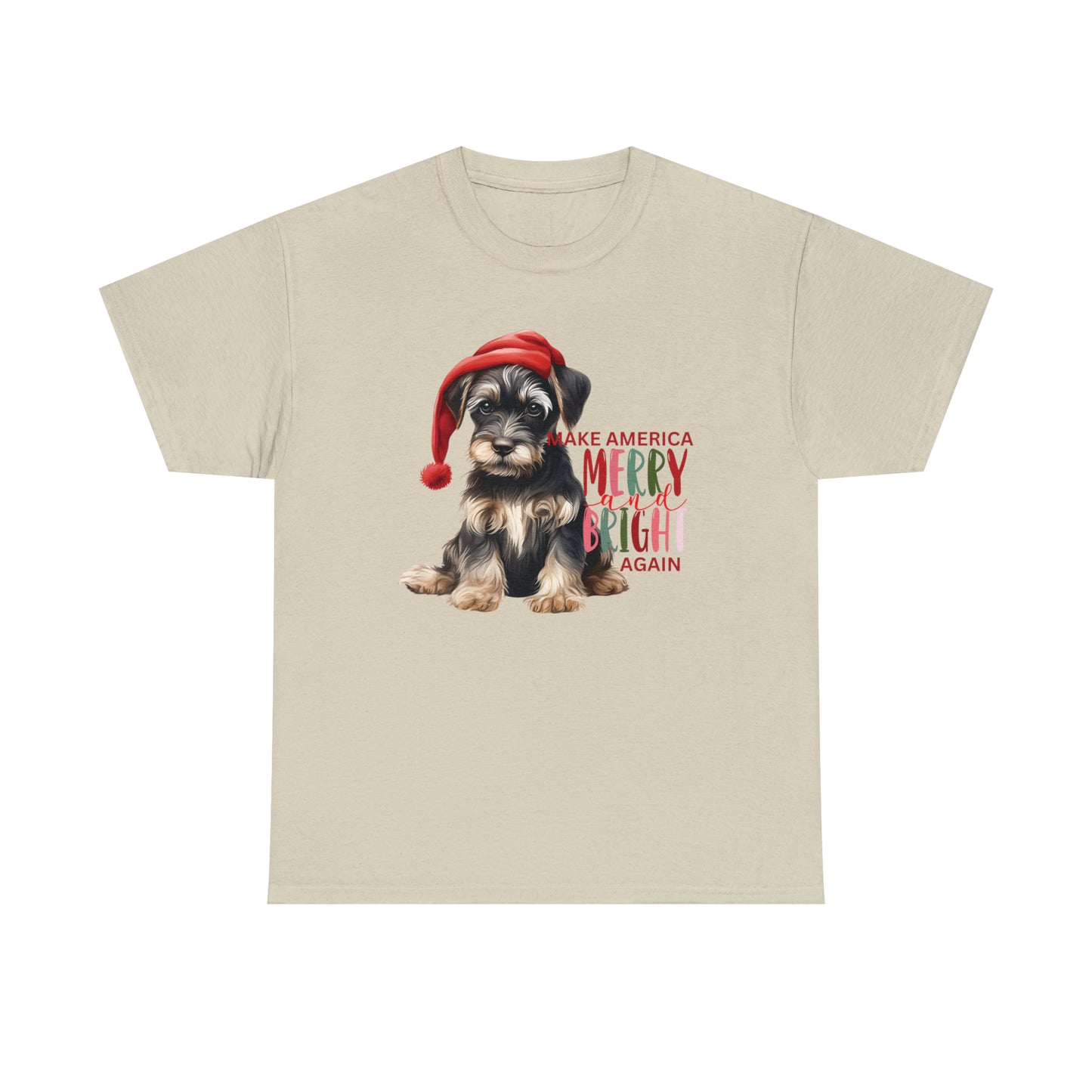 Santa Dog Make America Merry & Bright Again Unisex Heavy Cotton Tee