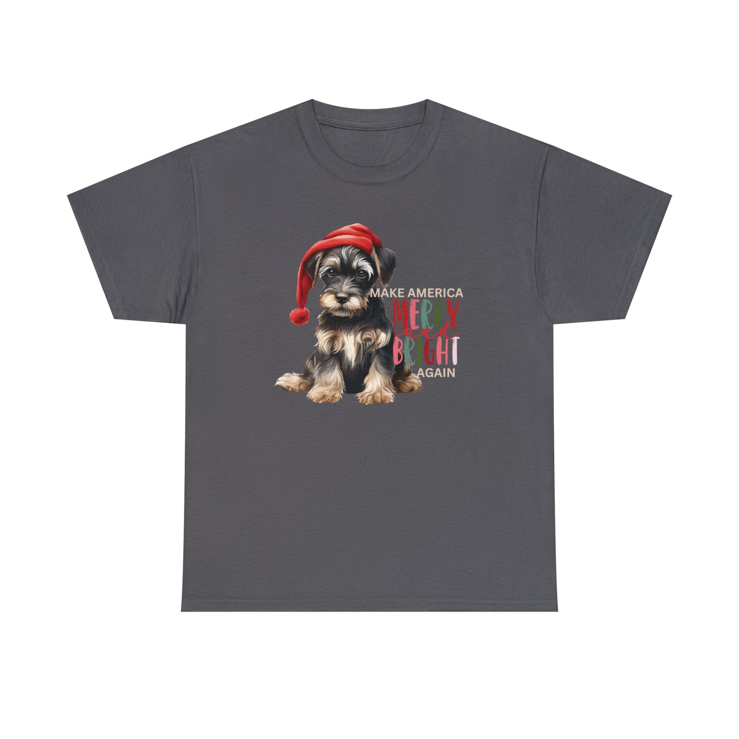 Santa Dog Make America Merry & Bright Again Unisex Heavy Cotton Tee