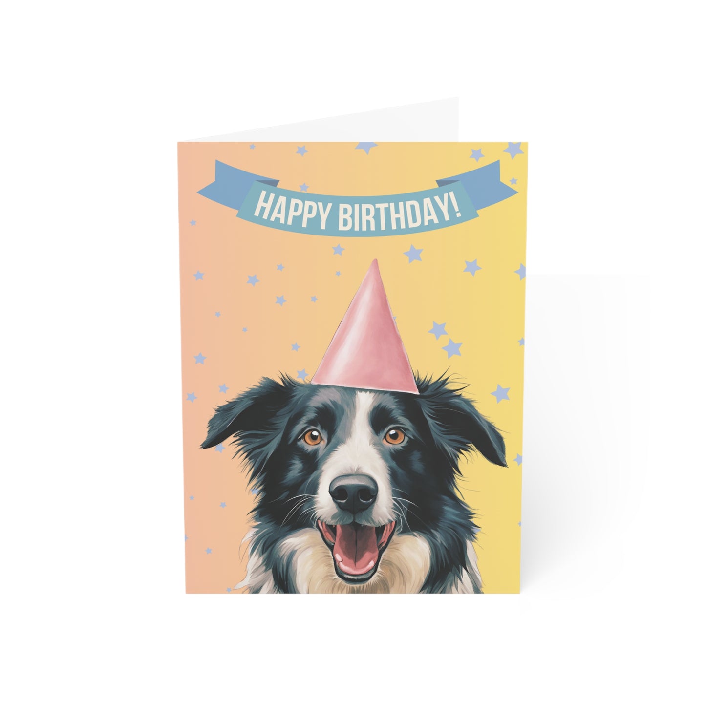 Border Collie Happy Birthday 5 x 7 Greeting Cards (10 Pack)