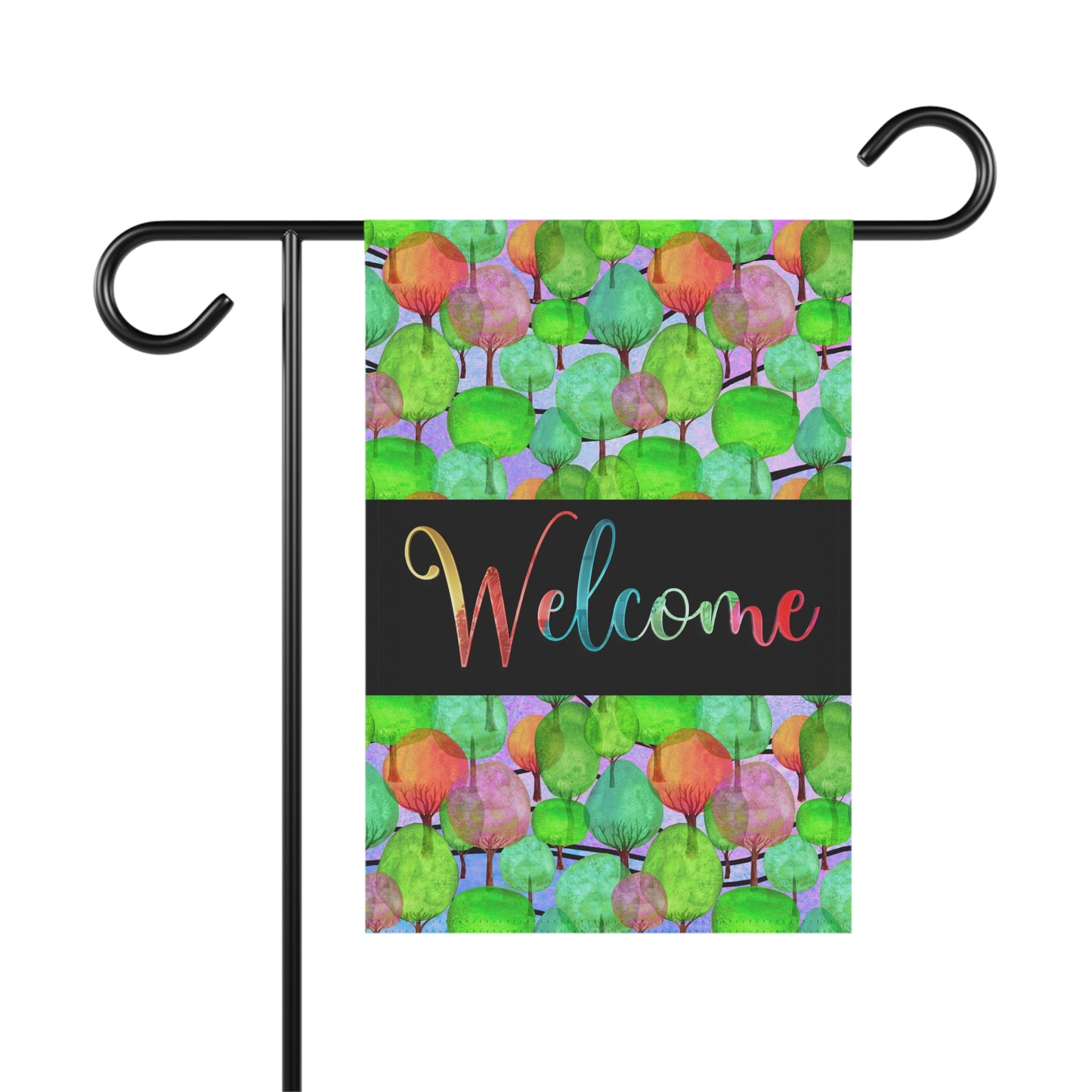 Lollipop Trees Forest Welcome 2-Sided Garden & House Flag/Banner