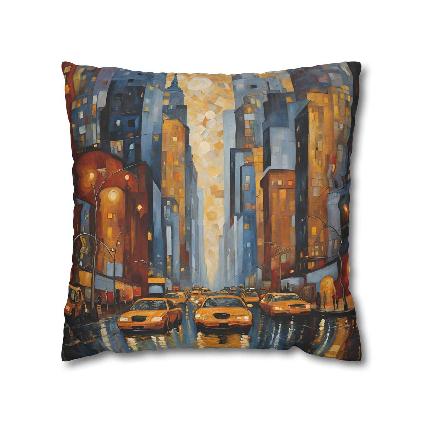 New York Square Poly Canvas Pillowcase