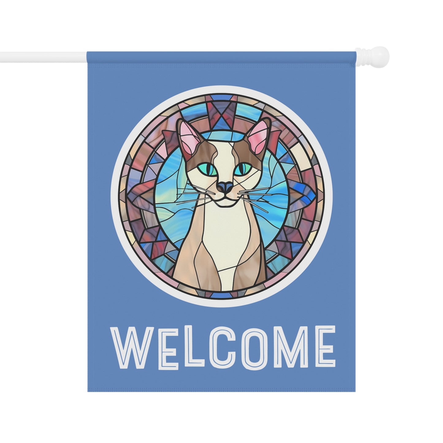 Happy Cat Welcome 2-Sided Garden & House Flag/Banner