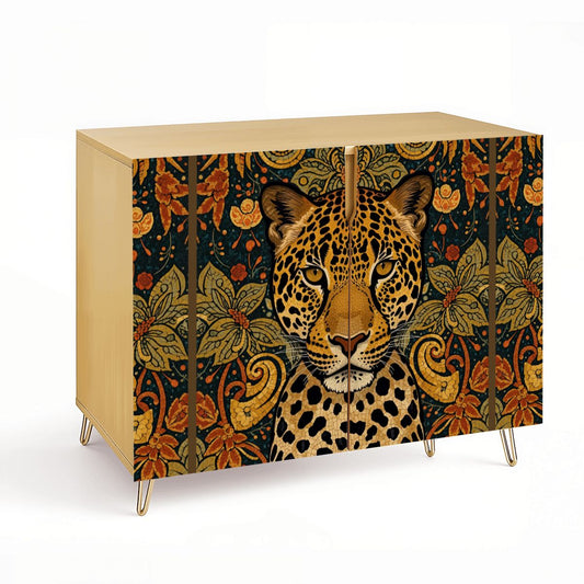 Leopard Art Wooden Storage Cabinet (Made in USA)