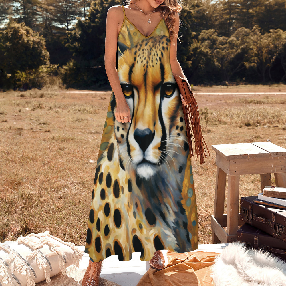 The Cheetah Women's Summer Fashion Maxi Slip Dress