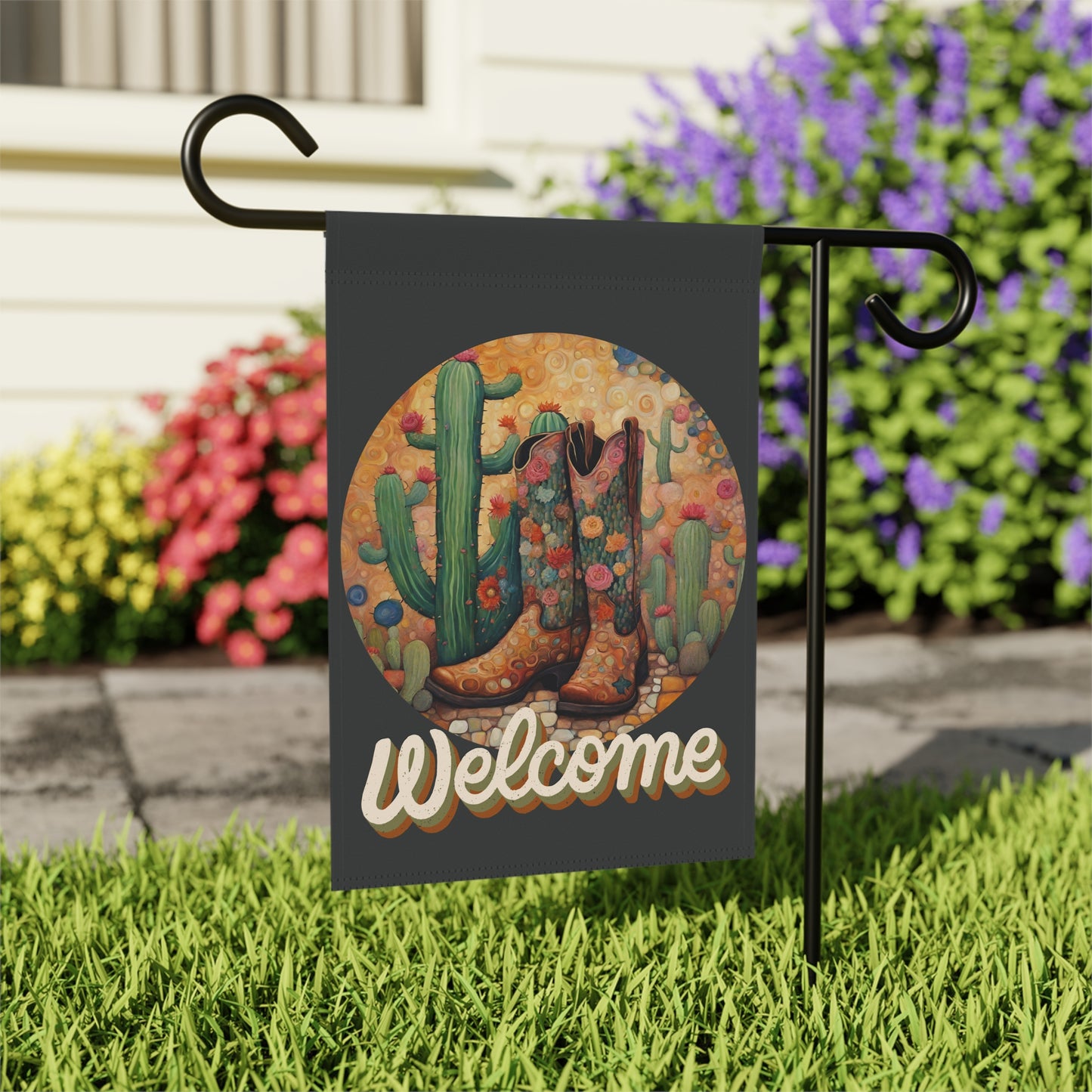 Boots & Cactus Welcome 2-Sided Garden & House Flag/Banner