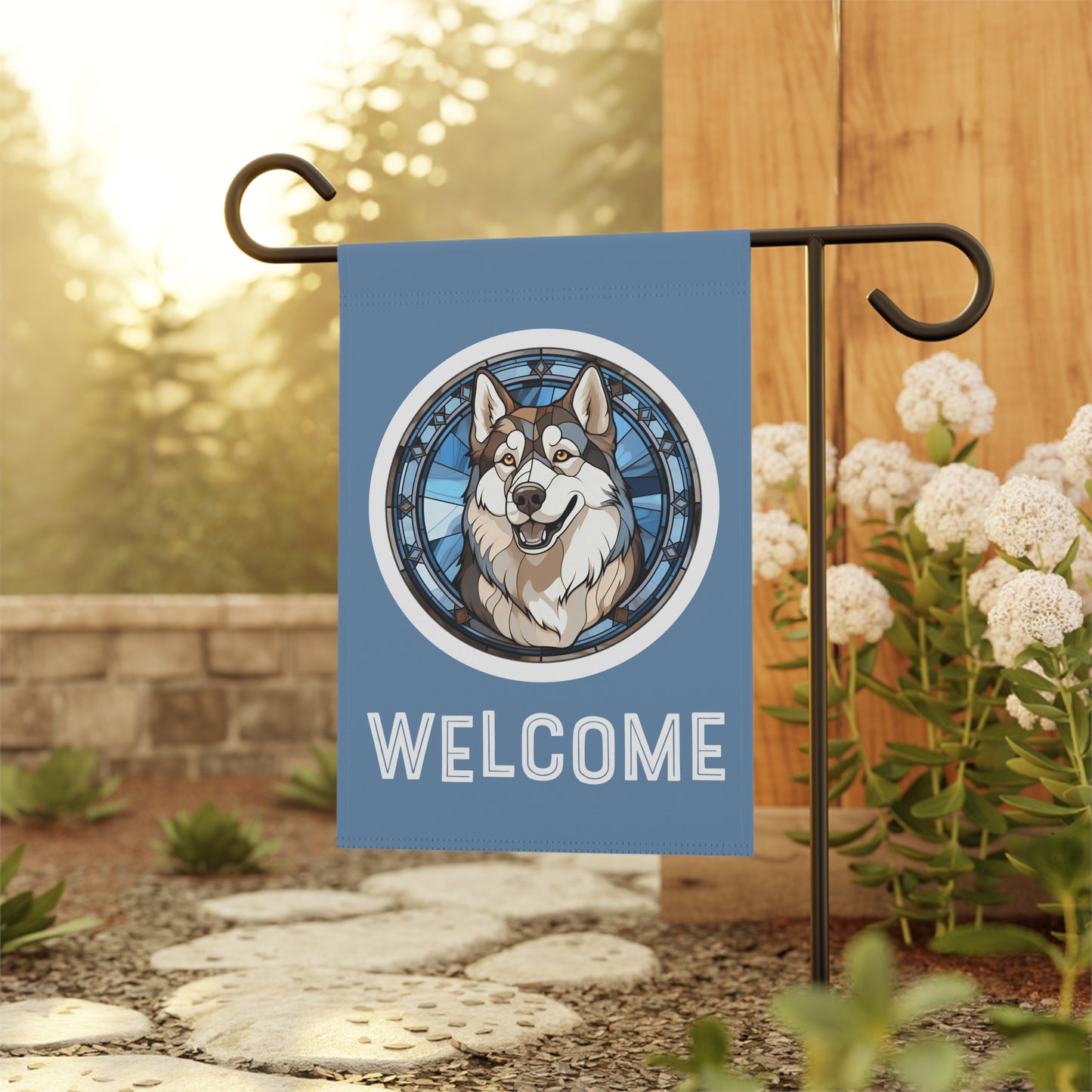 Siberian Husky Welcome 2-Sided Garden & House Flag/Banner