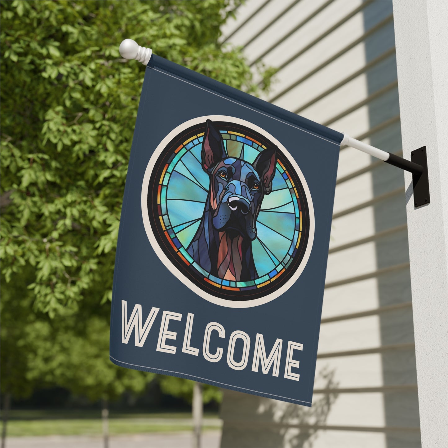 Great Dane Welcome 2-Sided Garden & House Flag/Banner