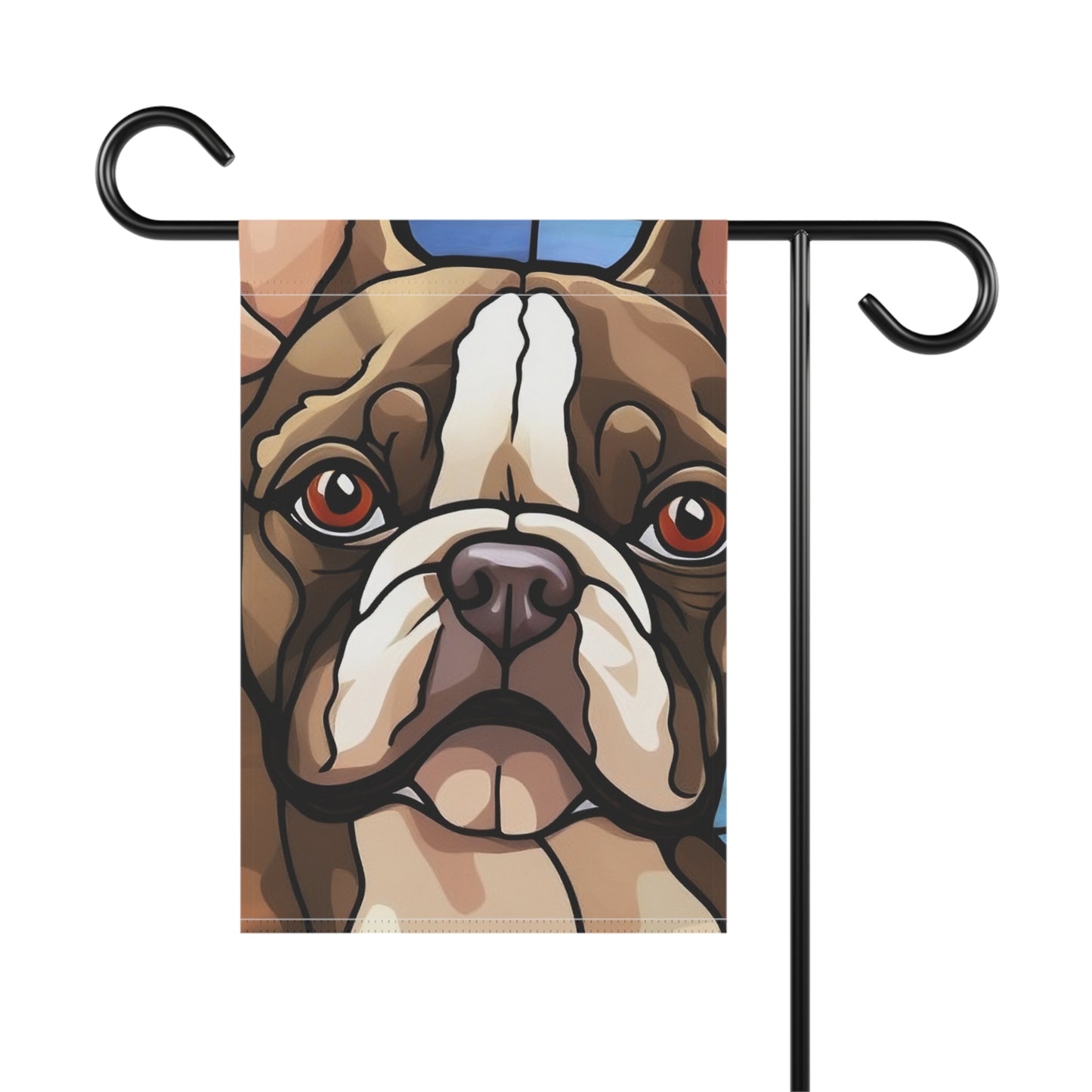 Boston Terrier Face Stained Glass 2-Sided Garden & House Flag/Banner