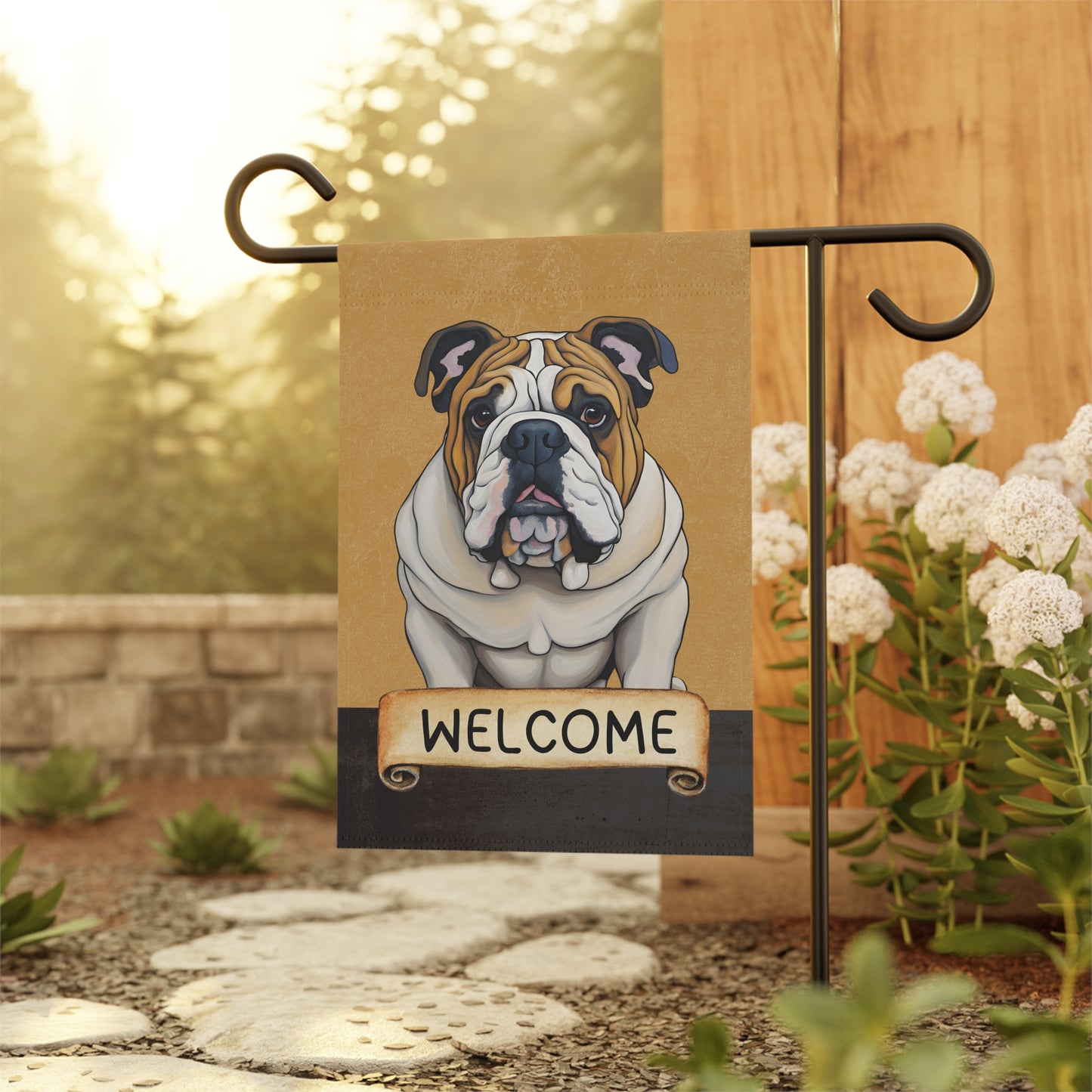 English Bulldog Welcome 2-Sided Garden & House Flag/Banner