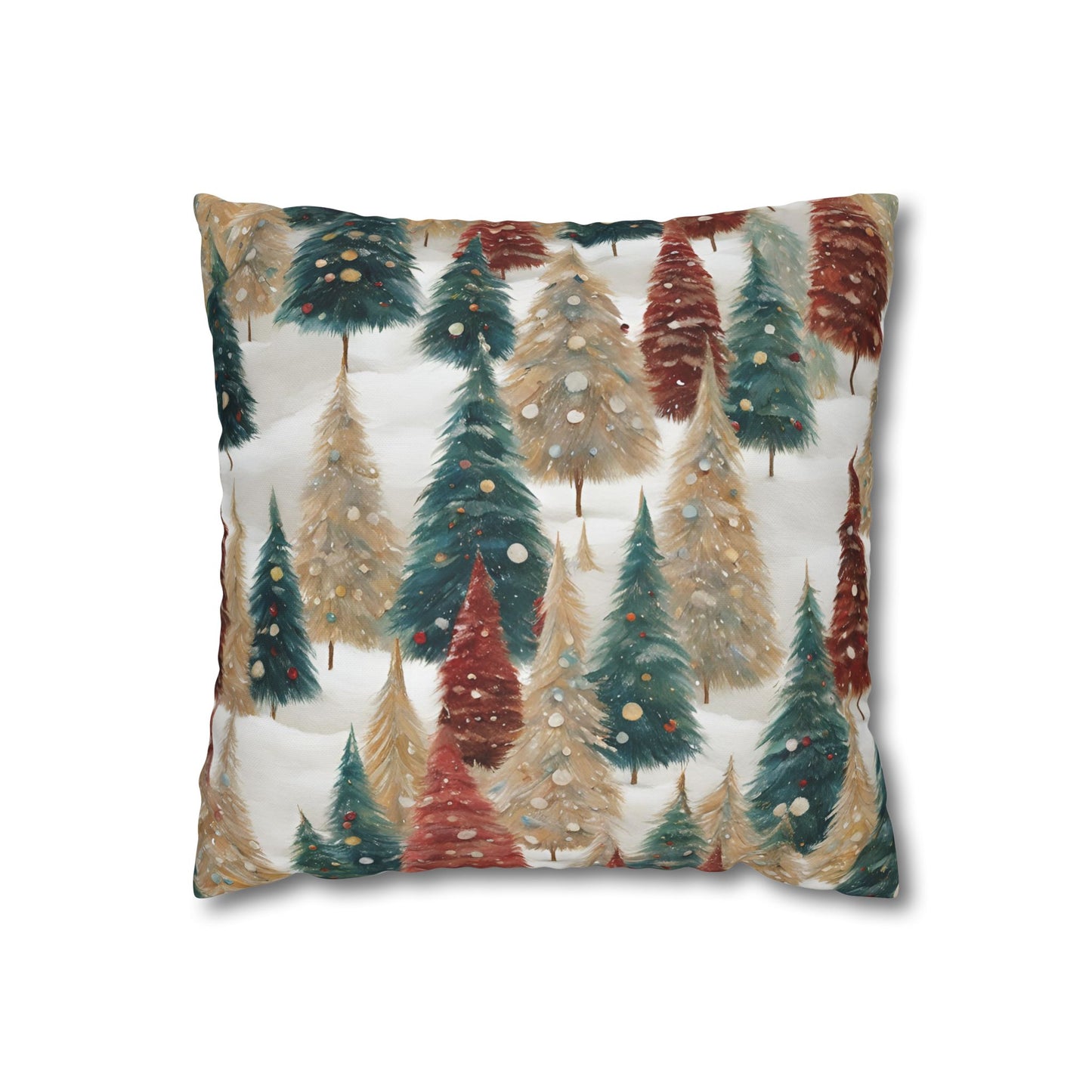 Pines in the Snow Square Poly Canvas Pillowcase