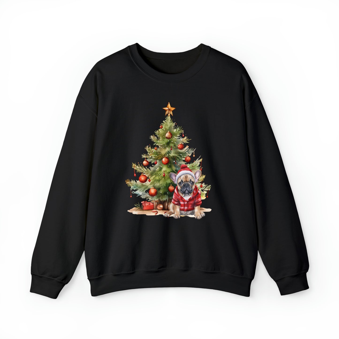 Bulldog Under the Christmas Tree Unisex Heavy Blend™ Crewneck Sweatshirt