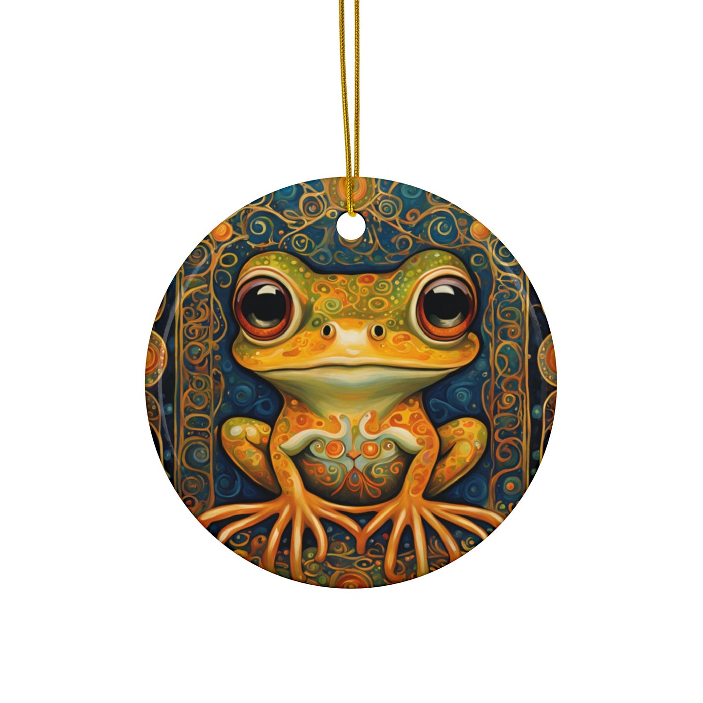 Frog 3" Ceramic Ornaments, 2-Side Print, (1pc, 10pcs)