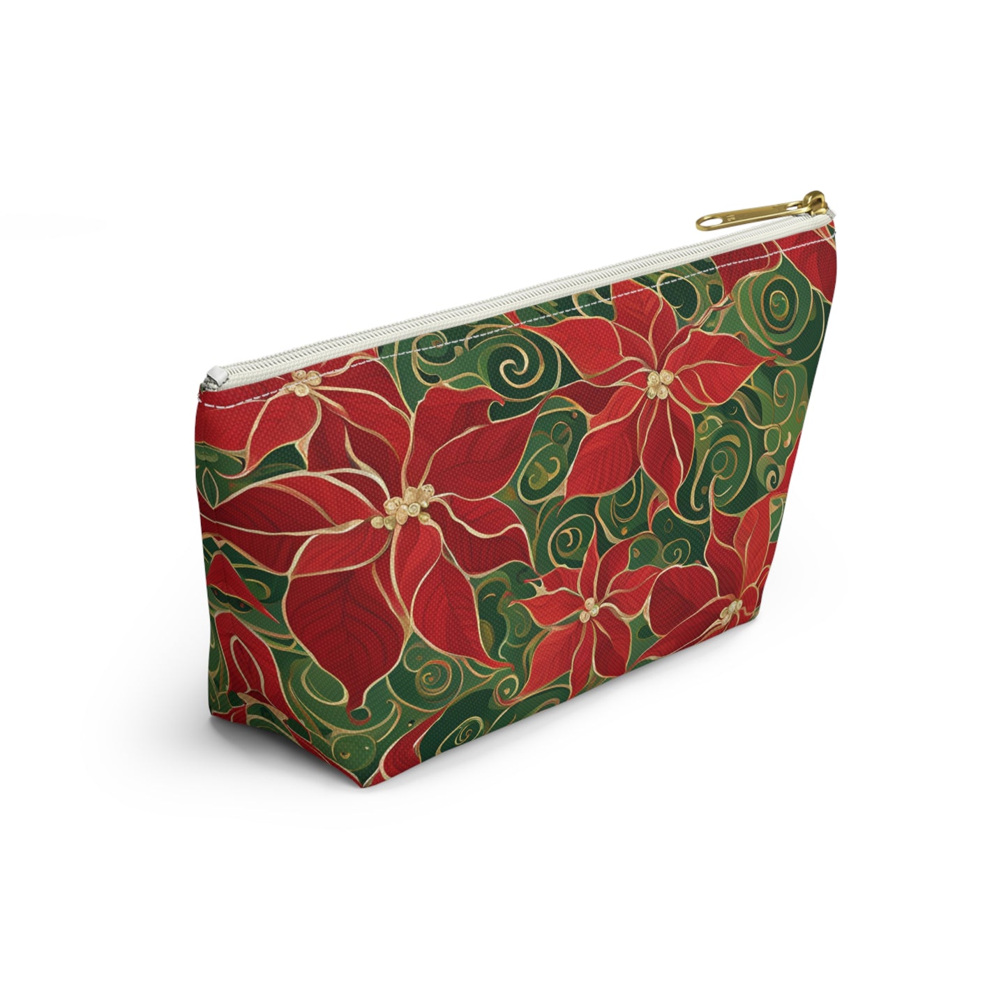 Poinsettia Swirl Accessory Pouch w T-bottom