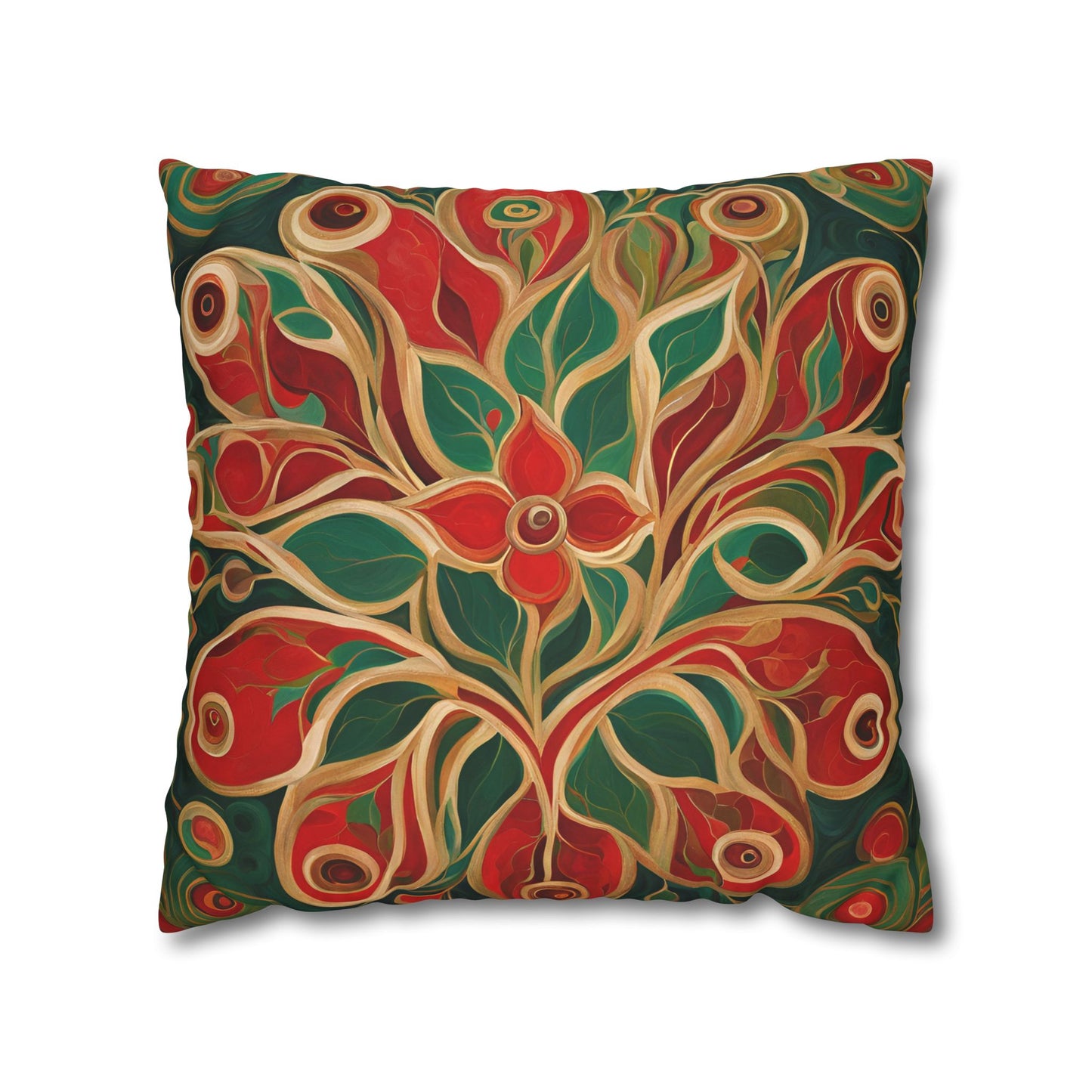 Holiday Bloom Square Poly Canvas Pillowcase