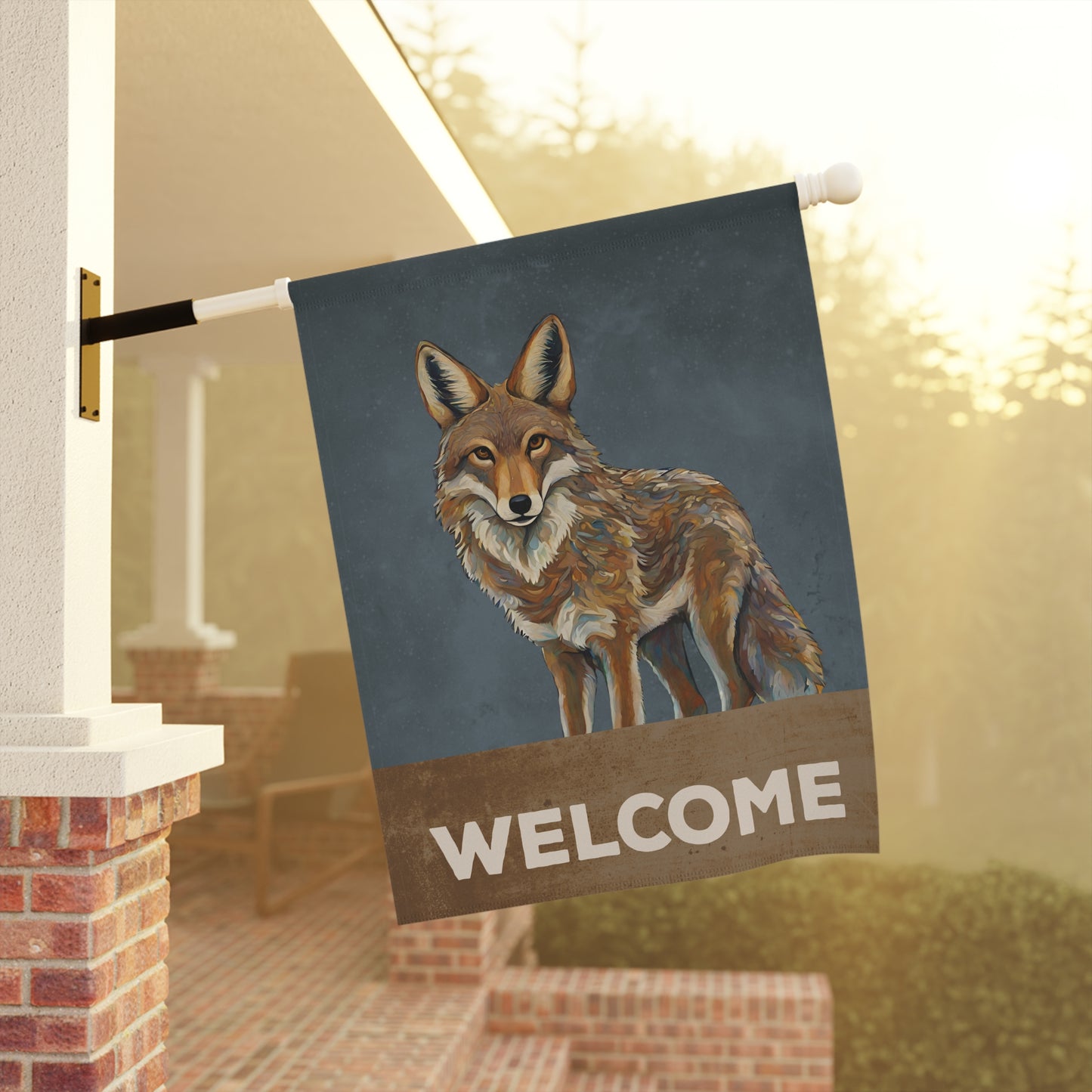 Coyote Welcome 2-Sided Garden & House Flag/Banner