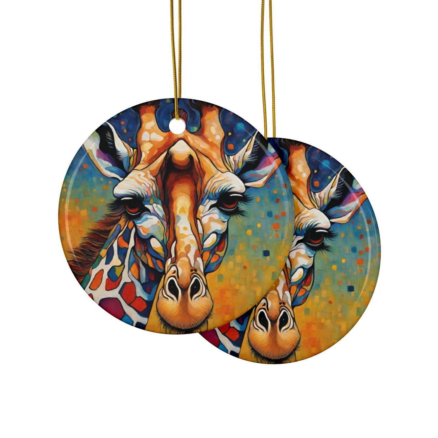 Colorful Giraffe 3" Ceramic Ornaments, 2-Side Print, (1pc, 10pcs)