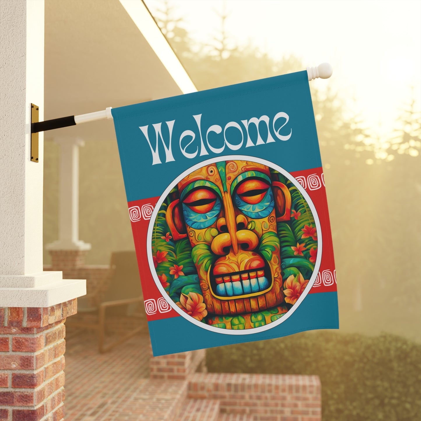 Sleepy Tiki Welcome 2-Sided Garden & House Flag/Banner