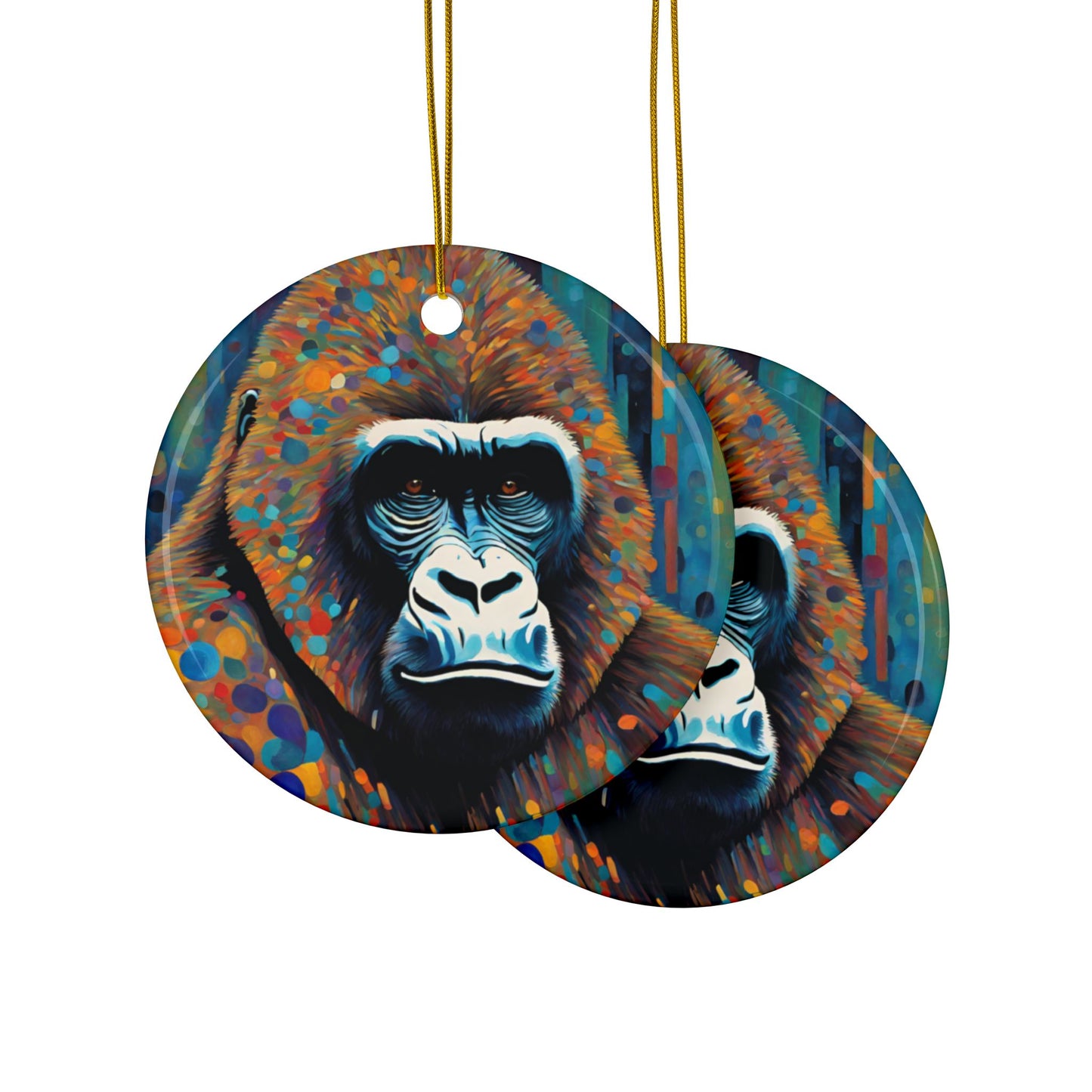 Gorilla 3" Ceramic Ornaments, 2-Side Print, (1pc, 10pcs)