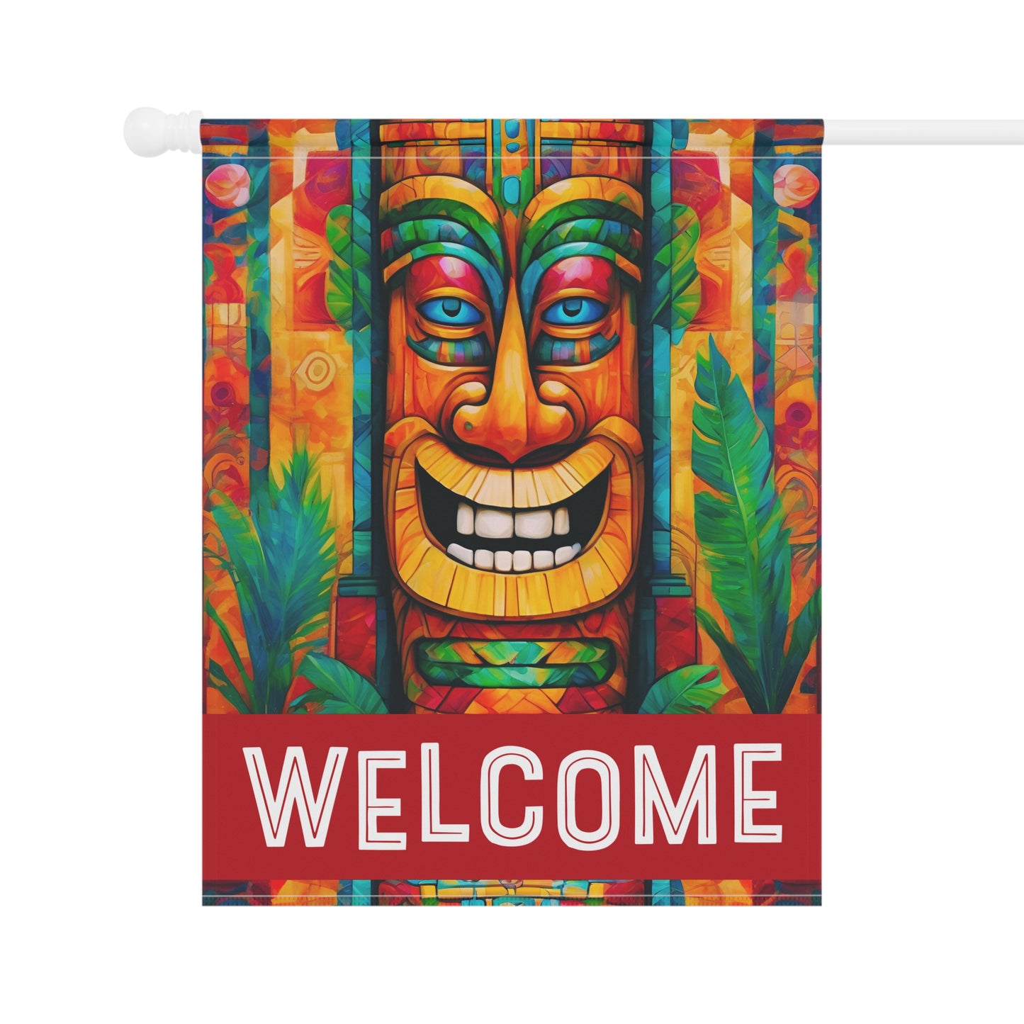 The Tiki Knows Welcome 2-Sided Garden & House Flag/Banner