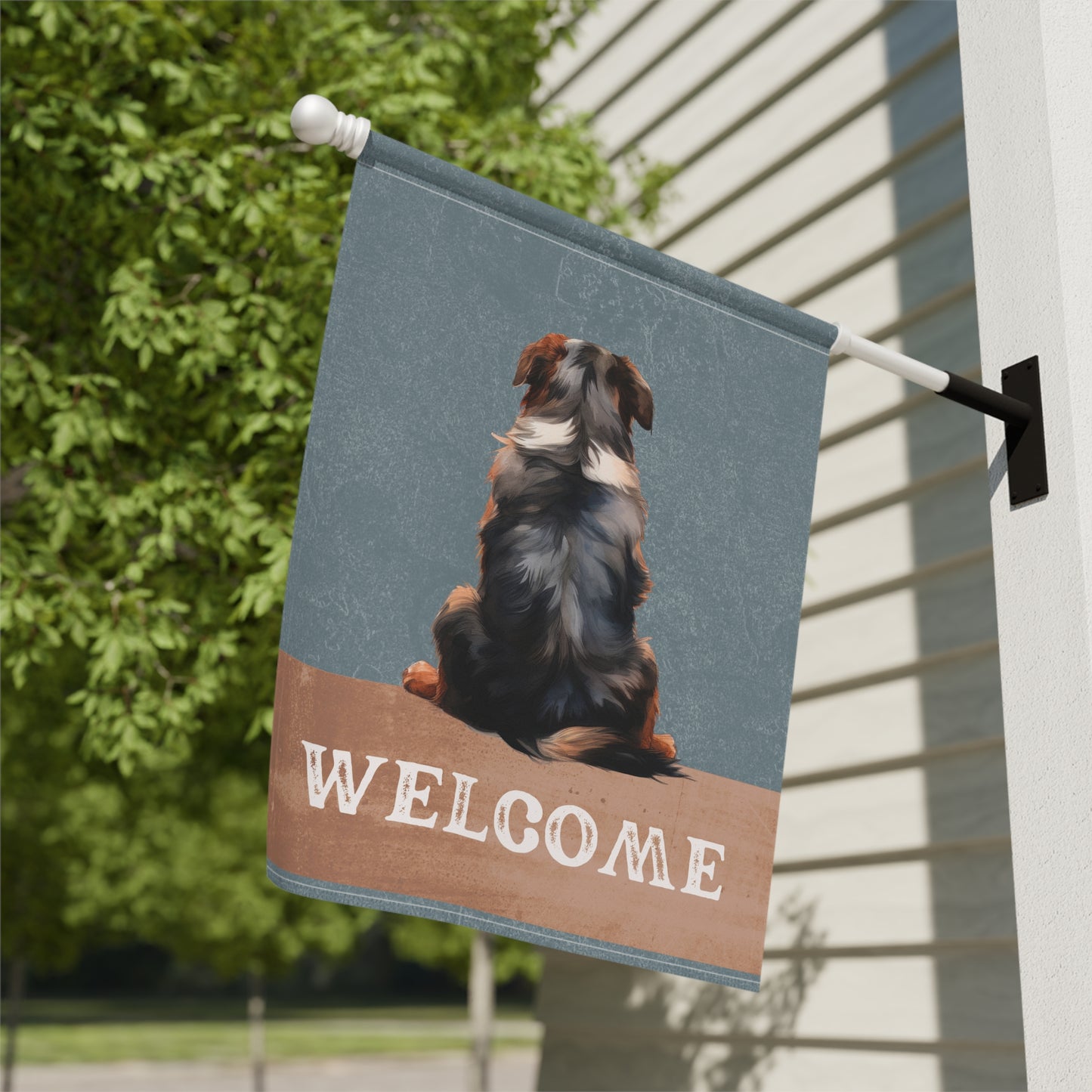 Bernese Mountain Dog Welcome 2-Sided Garden & House Flag/Banner