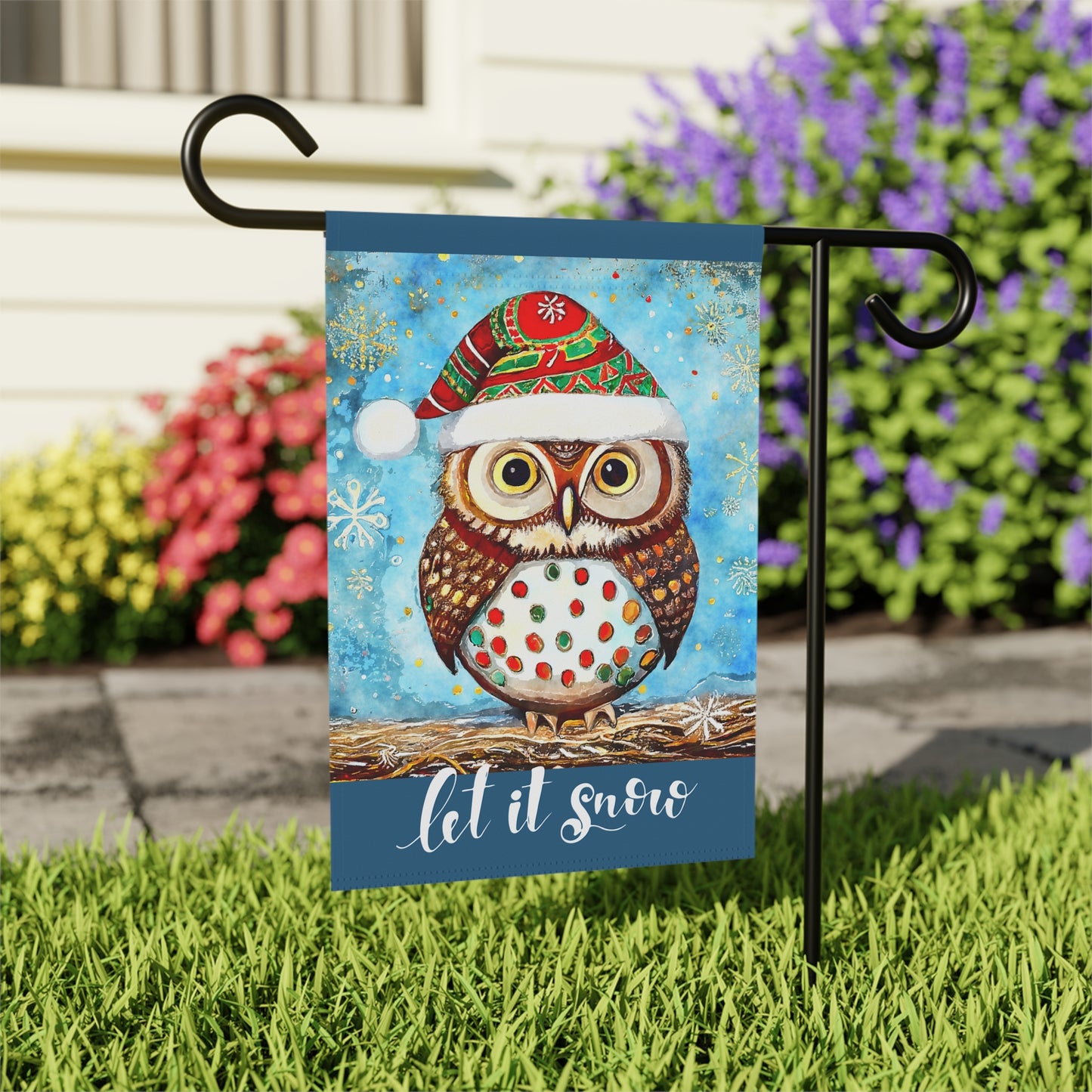 Let It Snow Owl 2-Sided Garden Banner