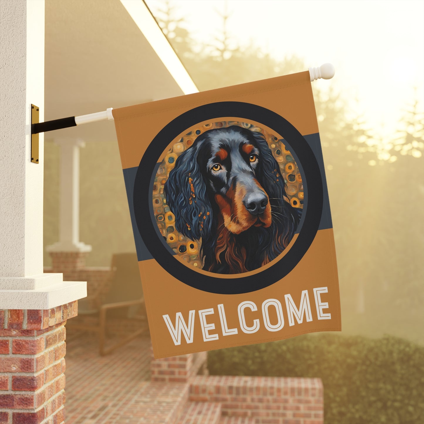 Gordon Setter Welcome 2-Sided Garden & House Flag/Banner