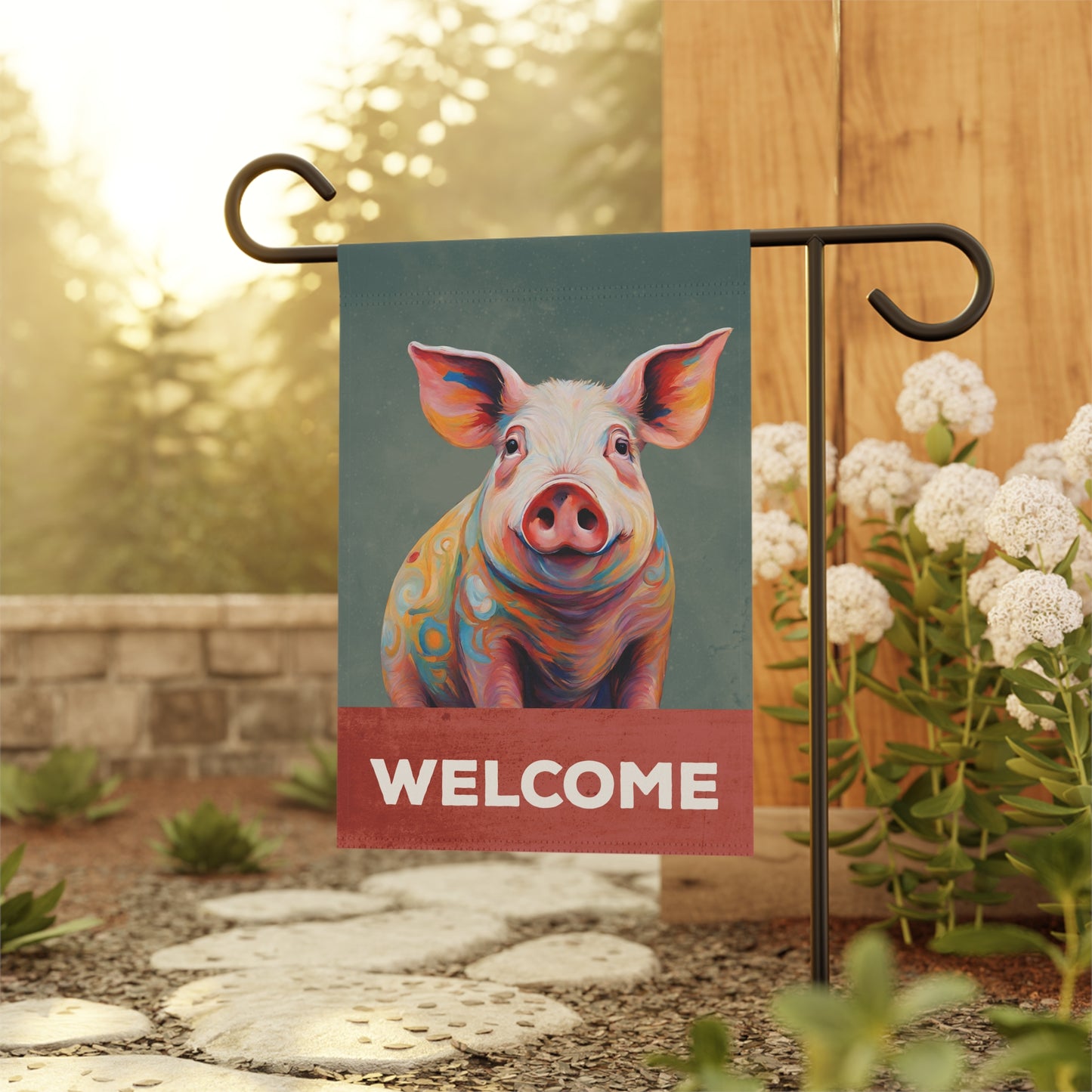 Pig Welcome 2-Sided Garden & House Flag/Banner