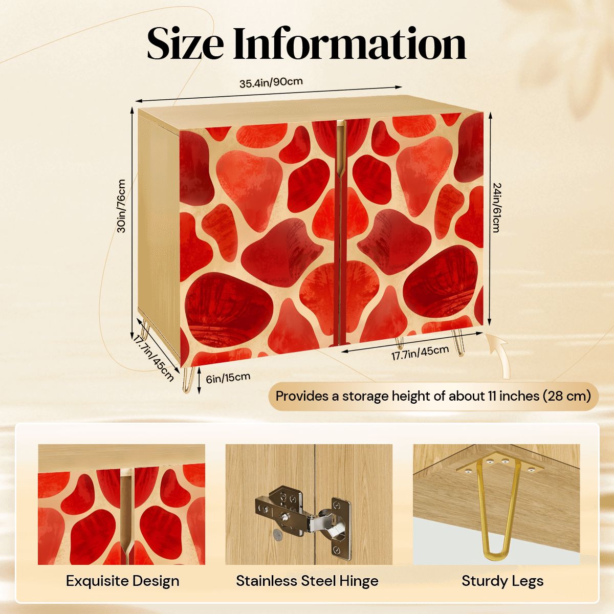 Red Giraffe Wooden Storage Cabinet (Made in USA)
