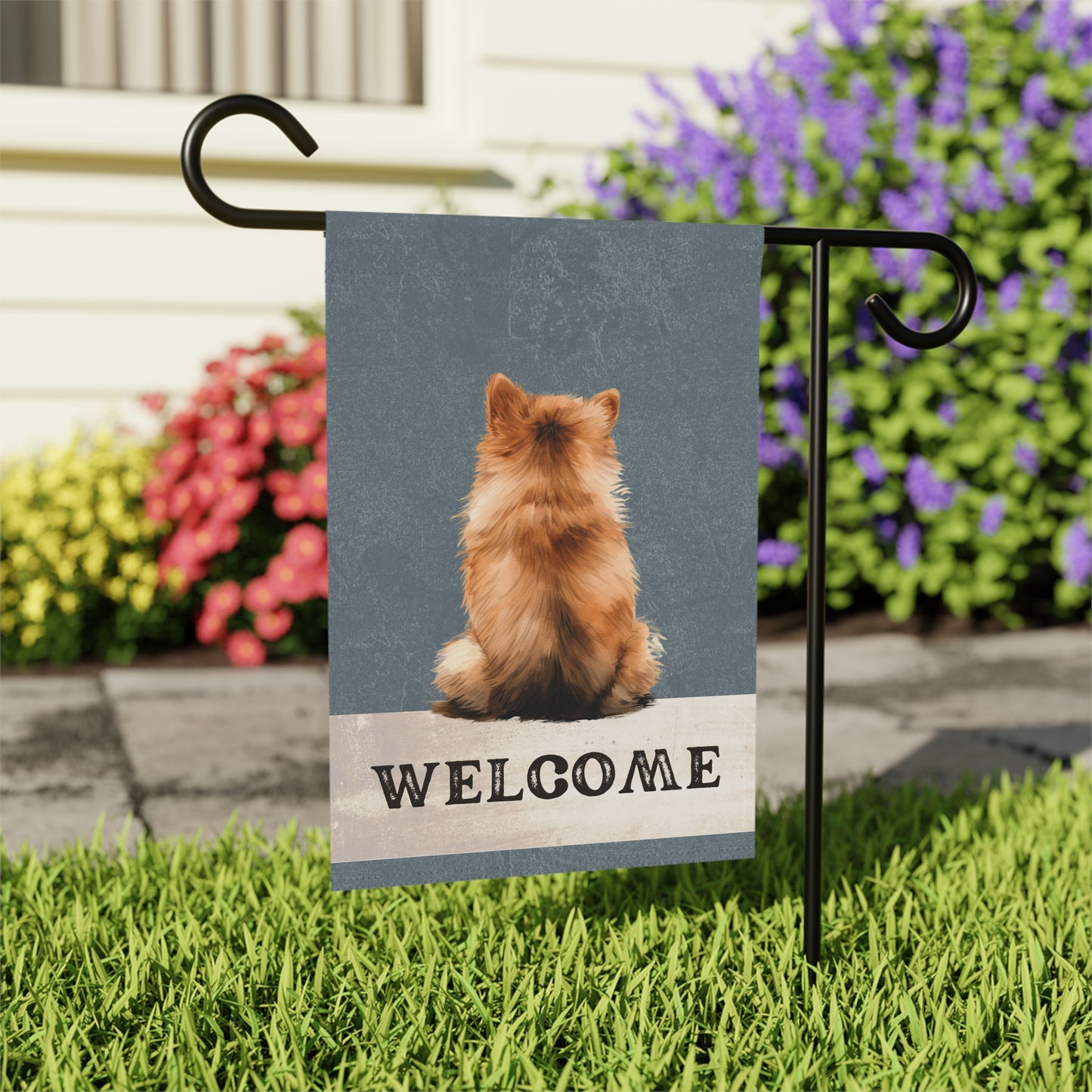 Pomeranian Welcome 2-Sided Garden & House Flag/Banner