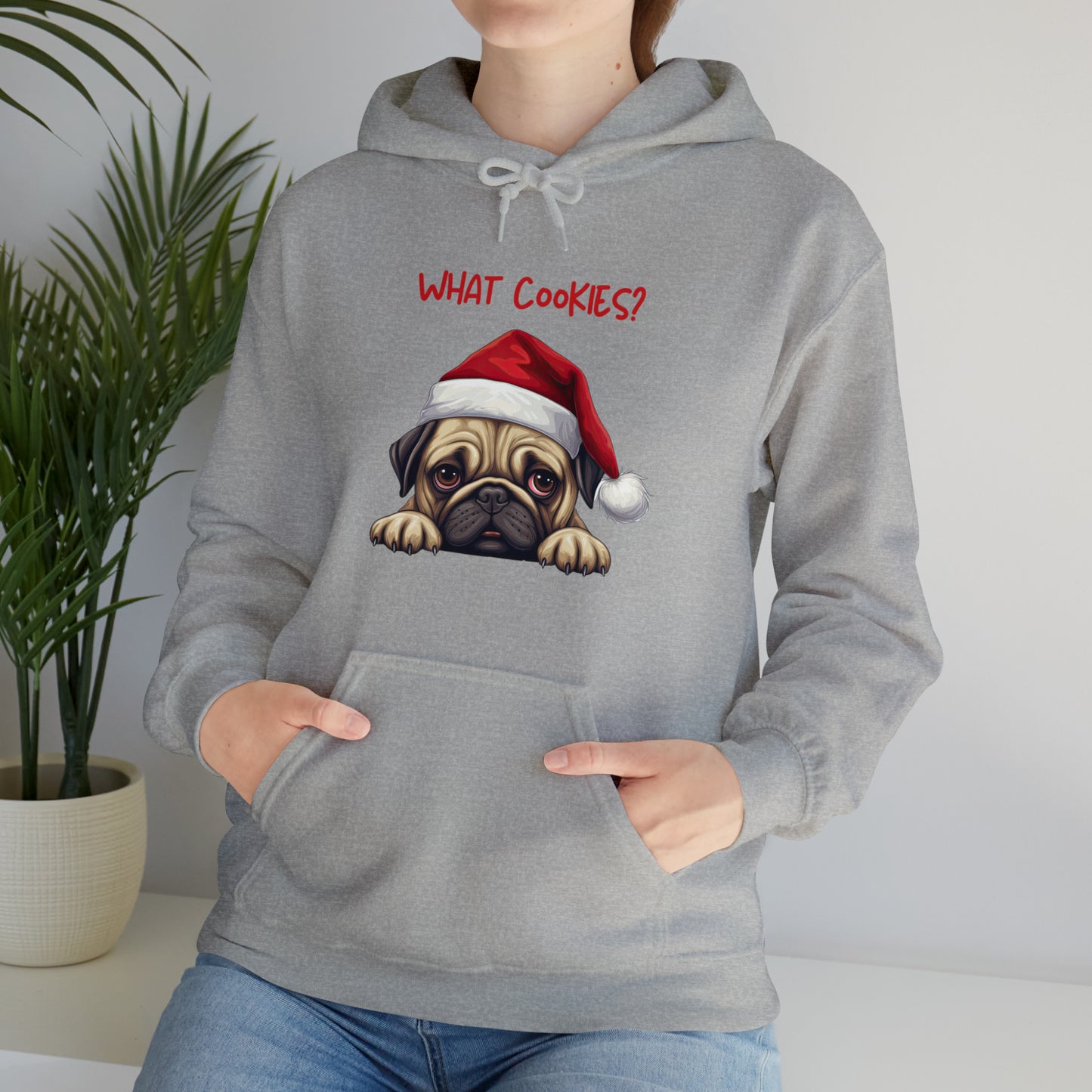 What Cookies? Pug in Santa Hat Unisex Heavy Blend™ Hooded Sweatshirt