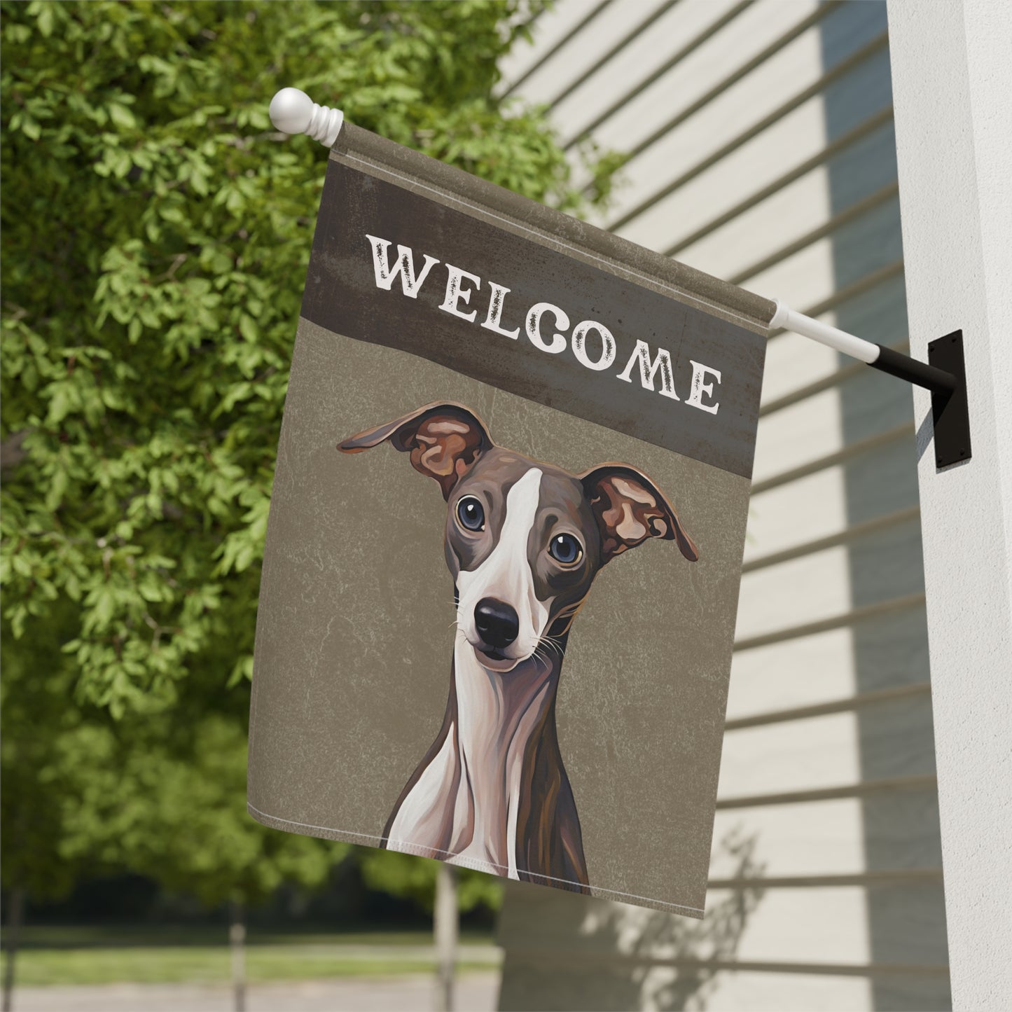 Greyhound Welcome 2-Sided Garden & House Flag/Banner