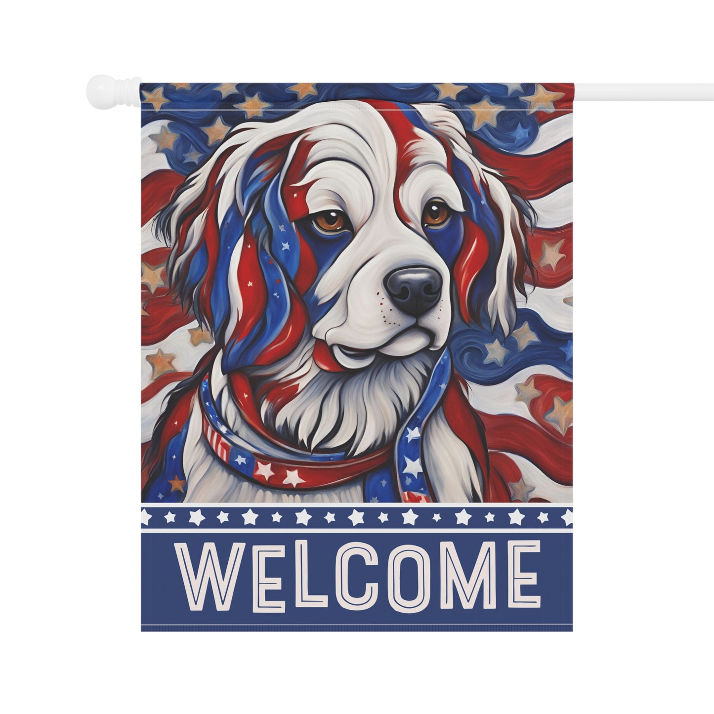 All American Dog Welcome 2-Sided Garden & House Flag/Banner