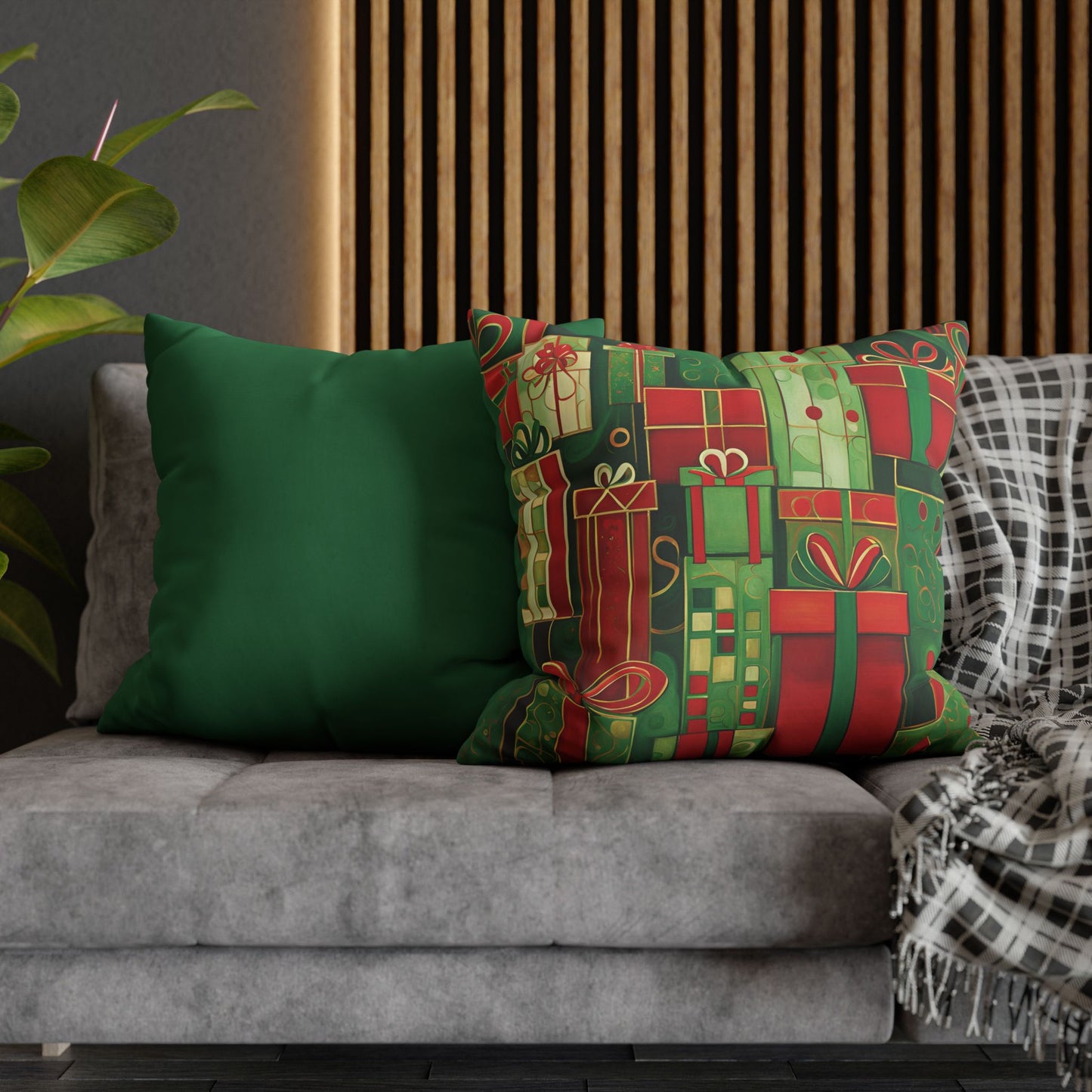 Holiday Gifts Square Poly Canvas Pillowcase