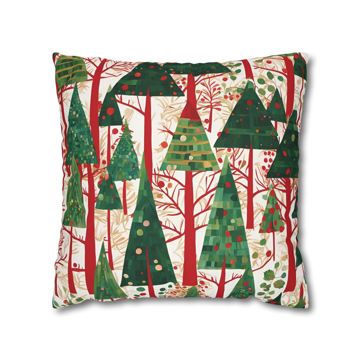 Modern Christmas Trees Square Poly Canvas Pillowcase