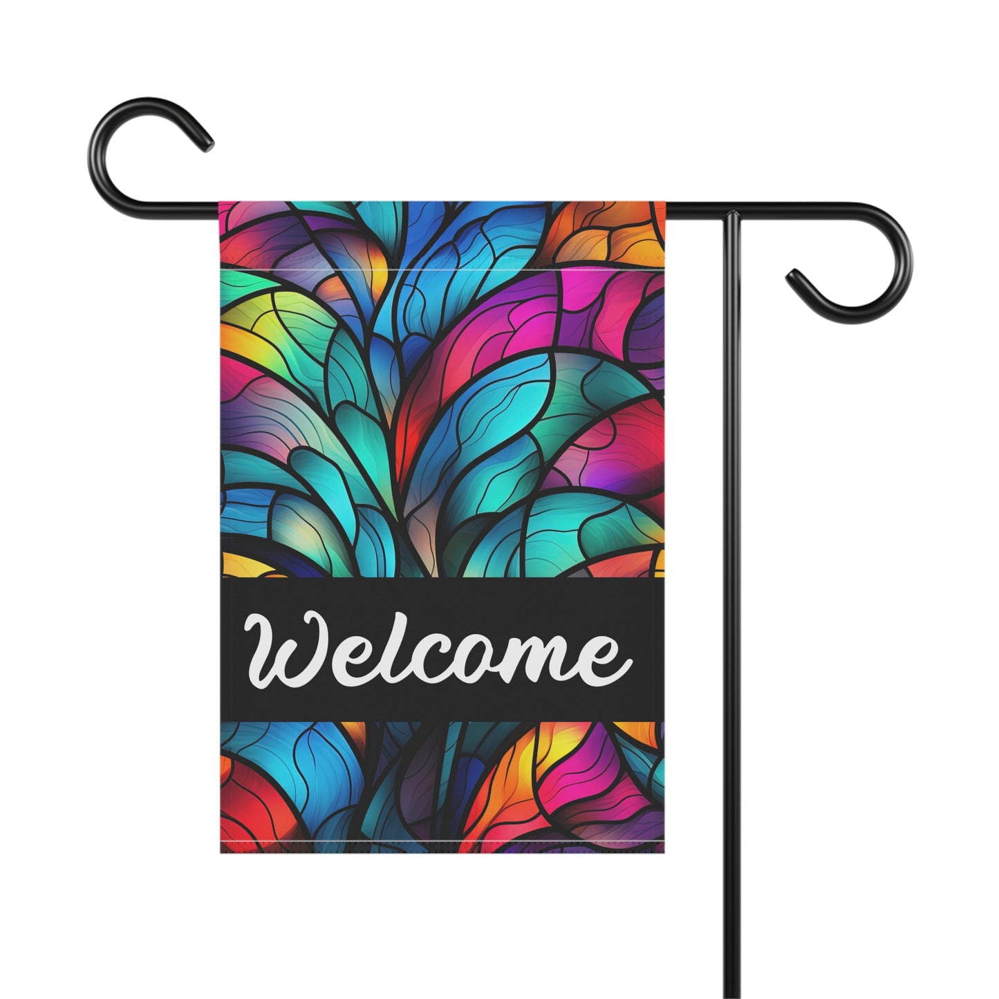 Welcome(2) Stained Glass Look 2-Sided Garden & House Banner