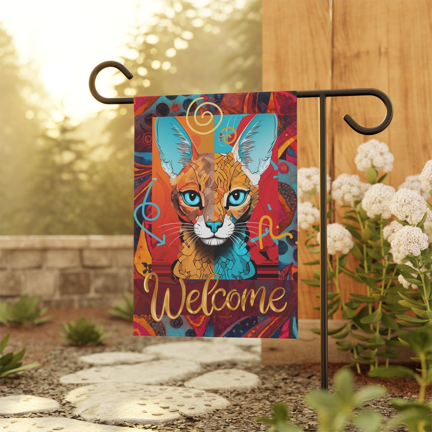 Omni Cat Welcome Maximalist 2-Sided Garden & House Banner