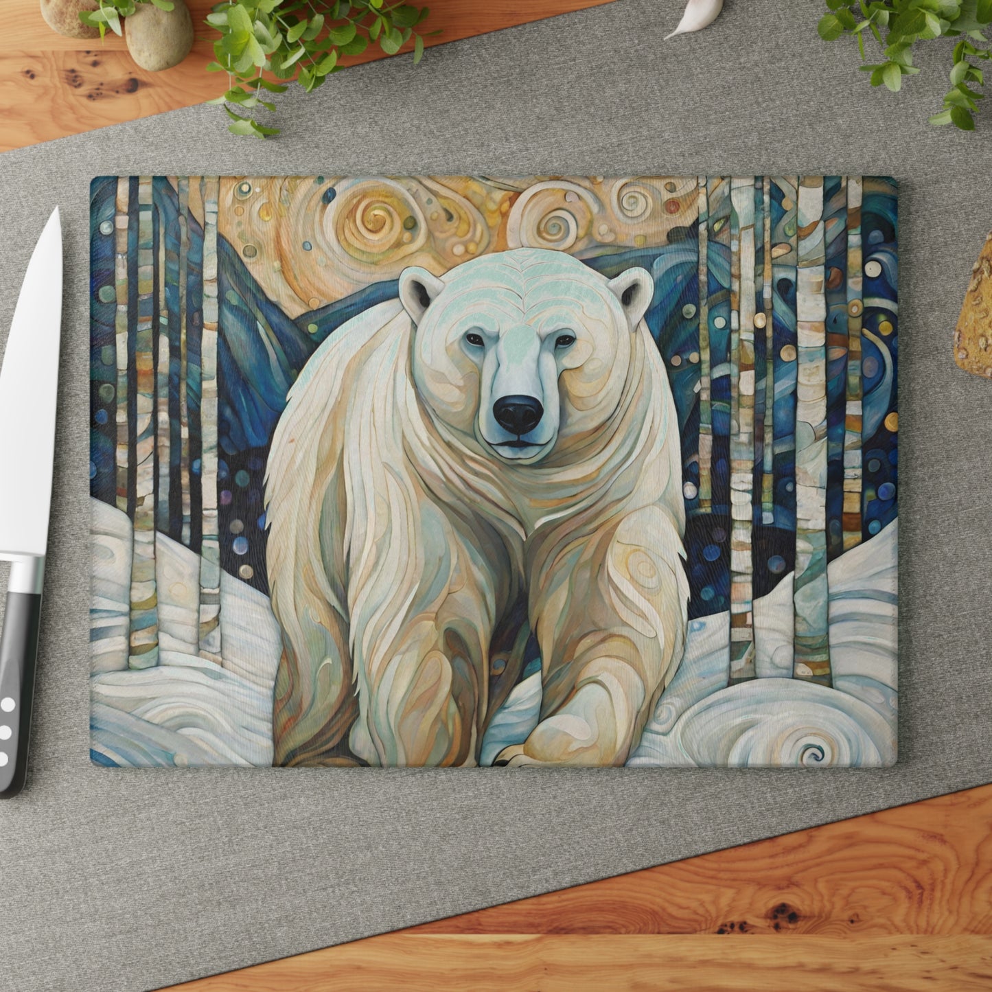 Polar Bear Tempered Glass Cutting Board