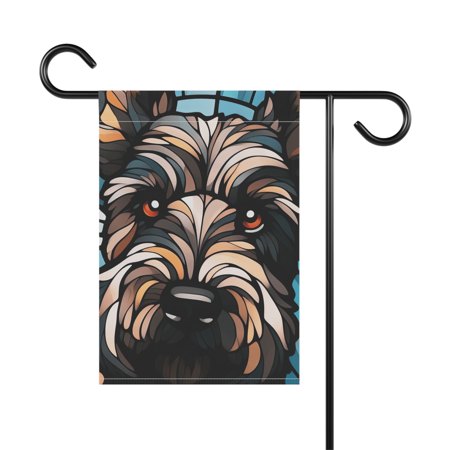 Scottish Terrier Face Stained Glass Scottie Dog 2-Sided Garden & House Flag/Banner