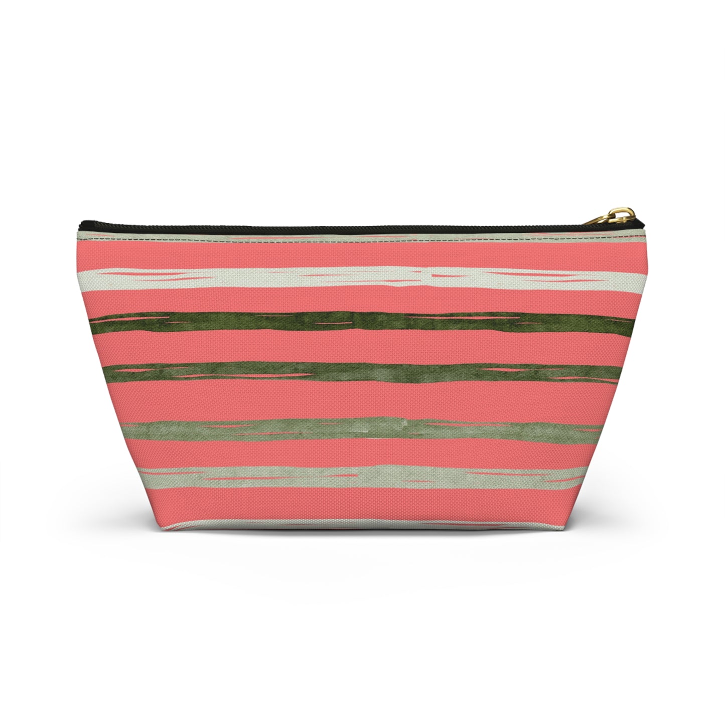 Utah Green stripes on Melon fashion makeup Accessory Pouch w T-bottom