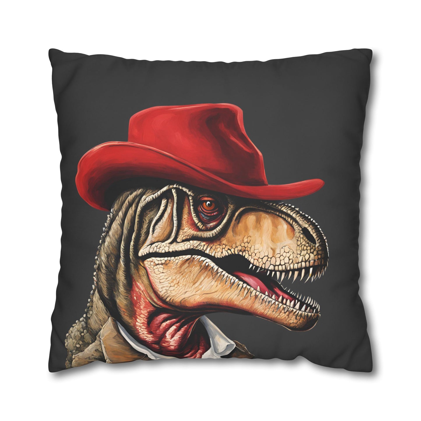 Red Hat T-Rex Square Poly Canvas Pillowcase