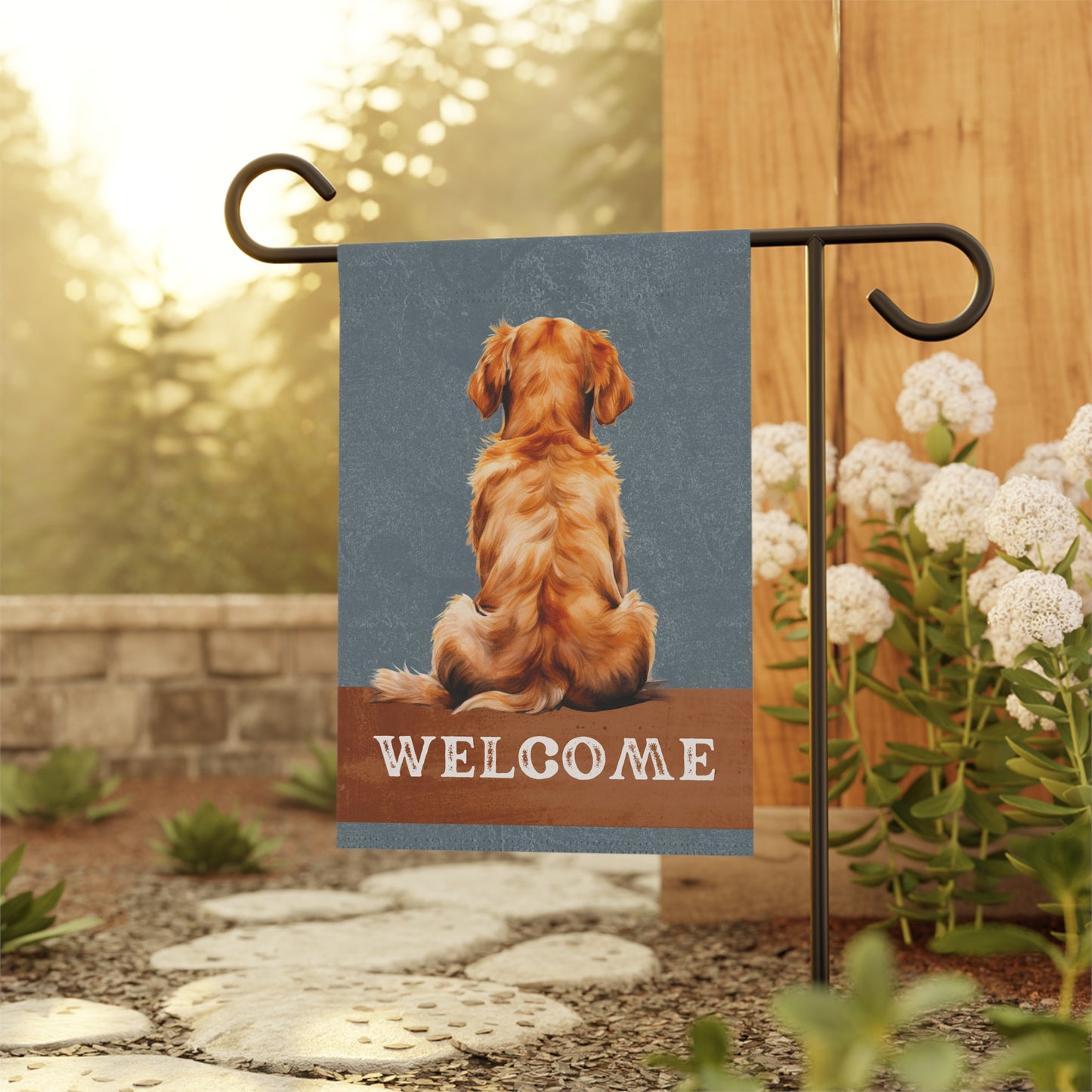 Golden Retriever Welcome 2-Sided Garden & House Flag/Banner